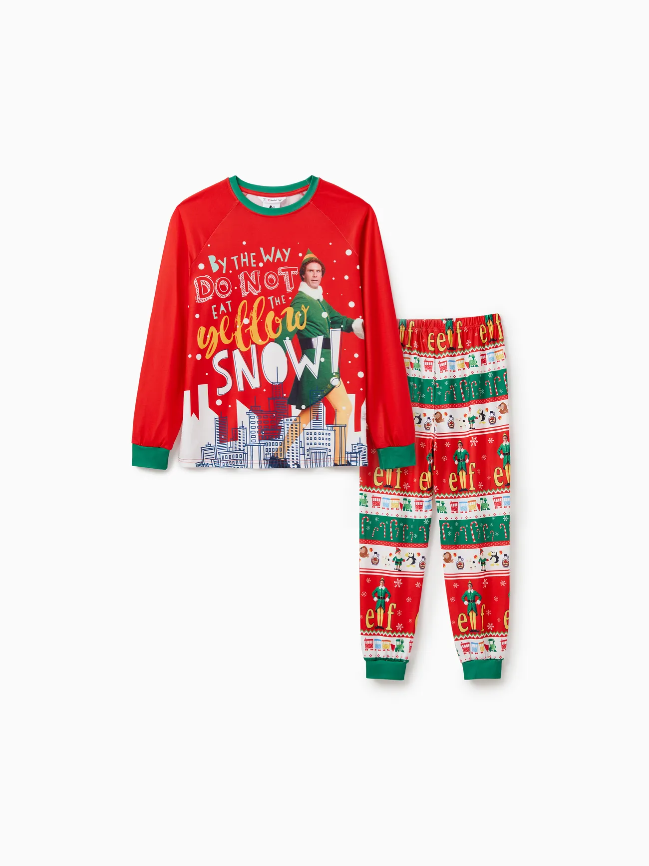 

ELF Family matching Christmas Pattern Long-sleeve Pajamas Set (Flame Resistant)