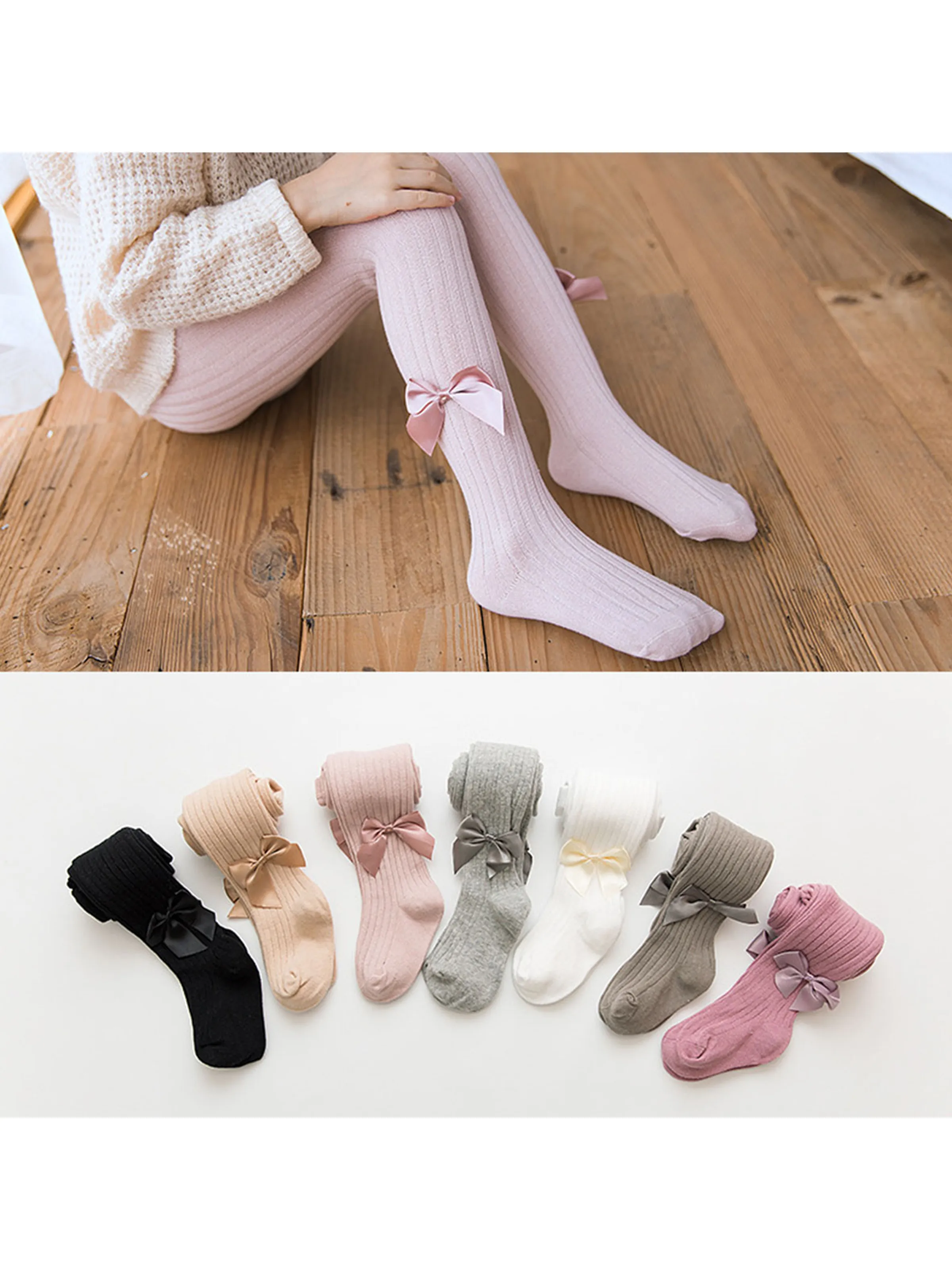 

Toddler / Kid Girl Bowknot Stretchy Solid Dancing Leggings