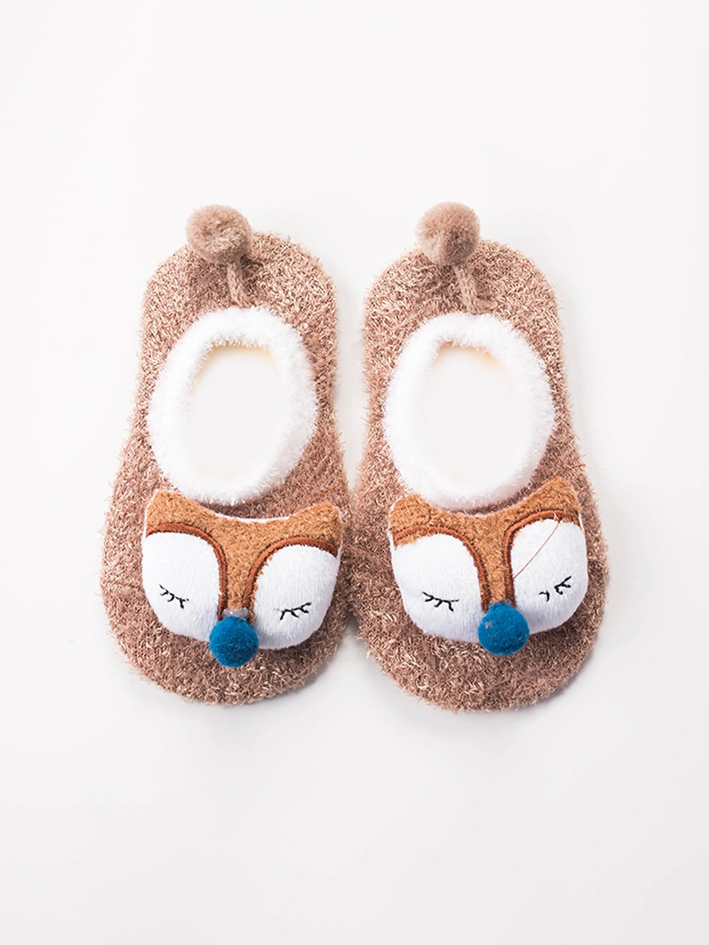Chaussettes de sol pour bébé et enfant en coton coloré Kaki