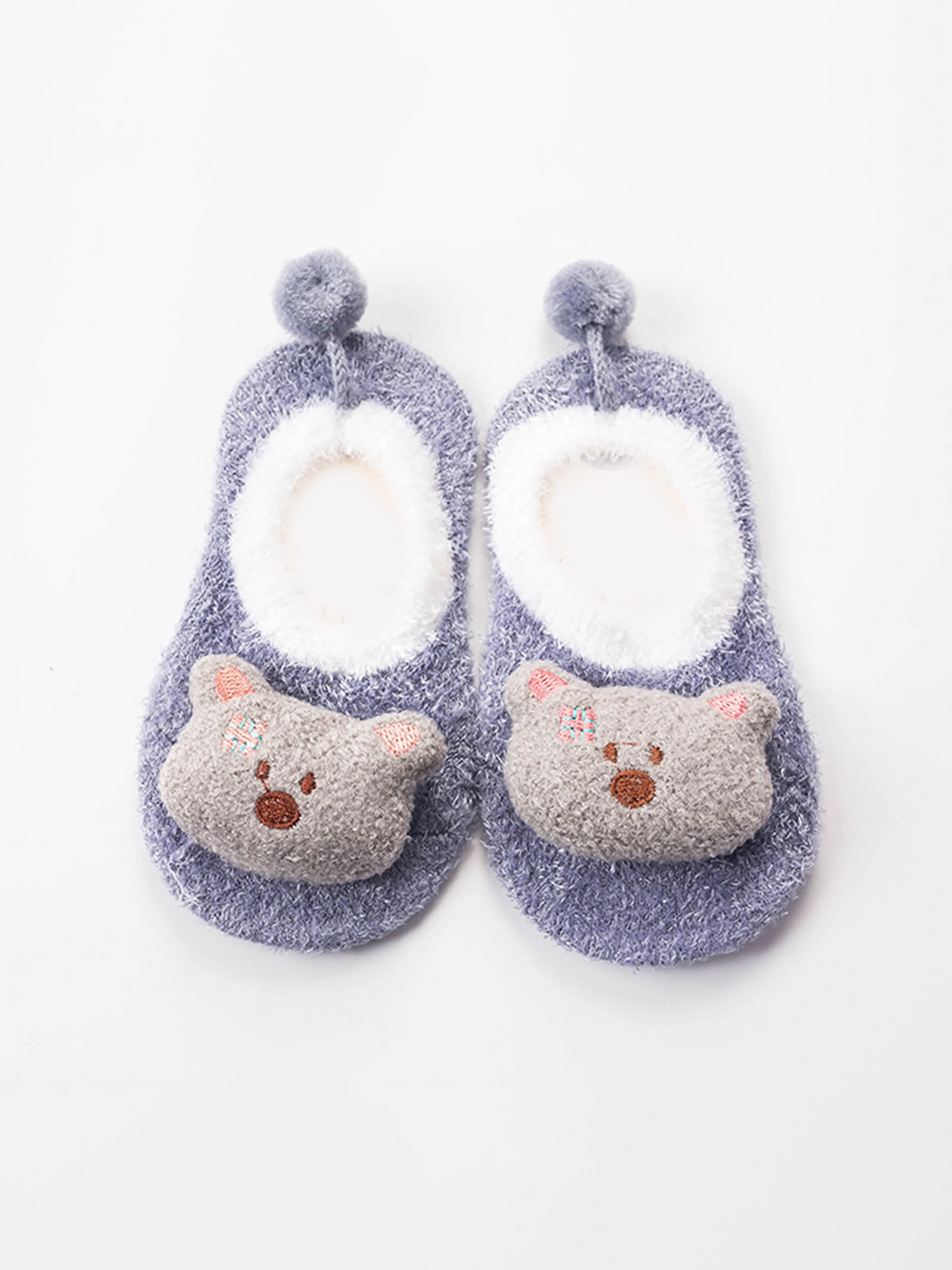 Chaussettes de sol pour bébé et enfant en coton coloré Violet Clair