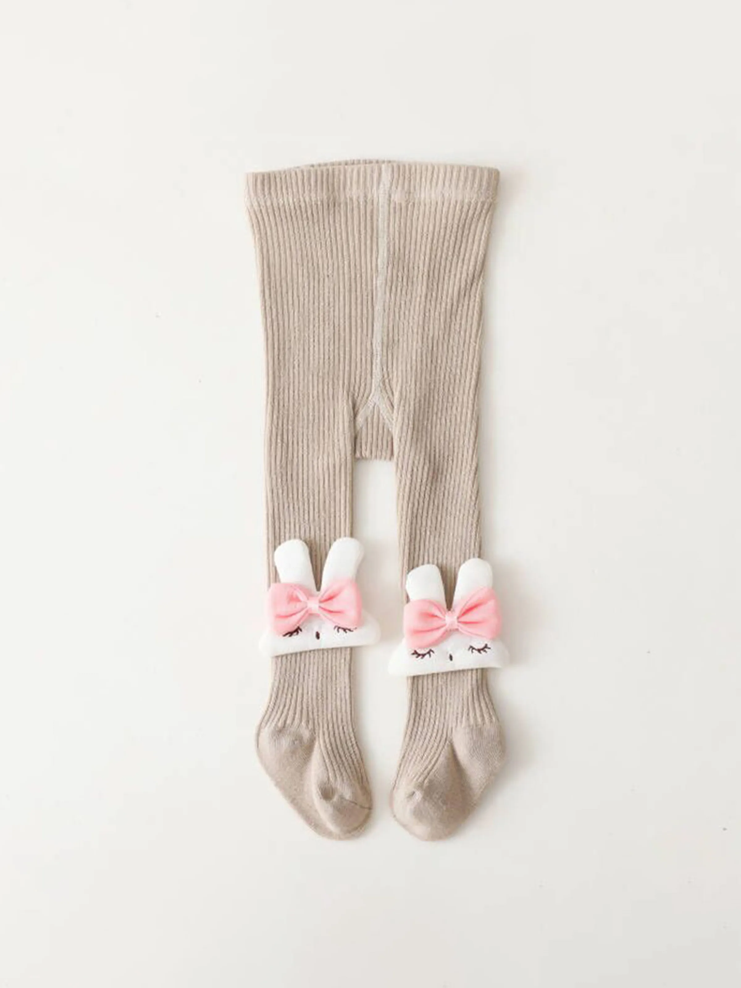 Baby / Kleinkind / Kind Cartoon Kaninchen Dekor einfarbige Strumpfhose Strumpfhose Strumpfhose khaki