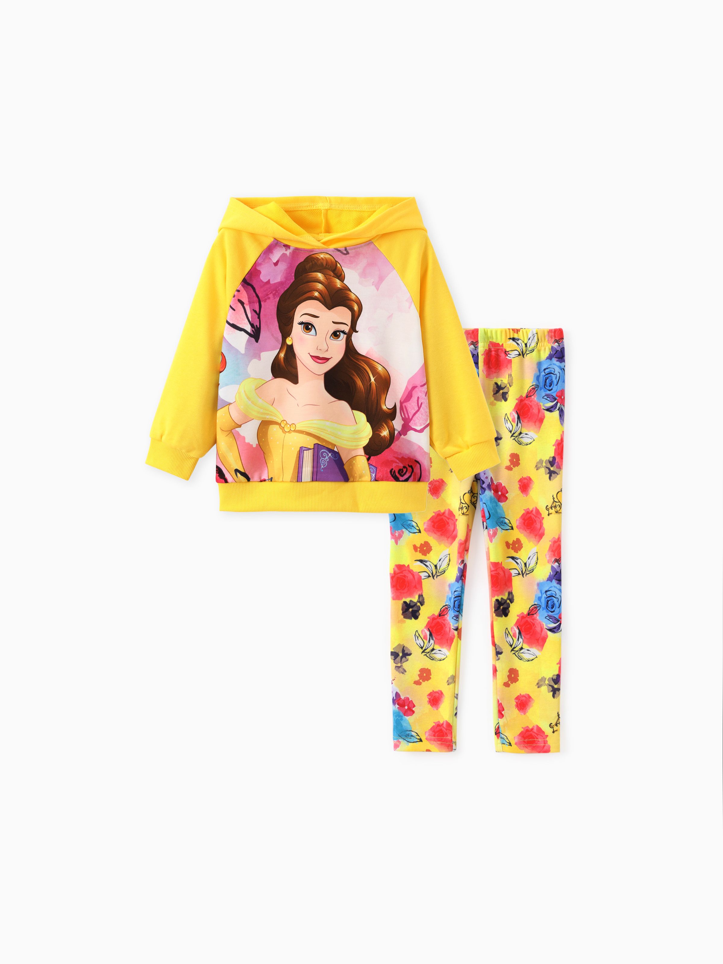 

Disney Princess Toddler Girl 2pcs Rapunzel/Moana Floral Gradient Drop-shoulder Hoodie with Leggings Set