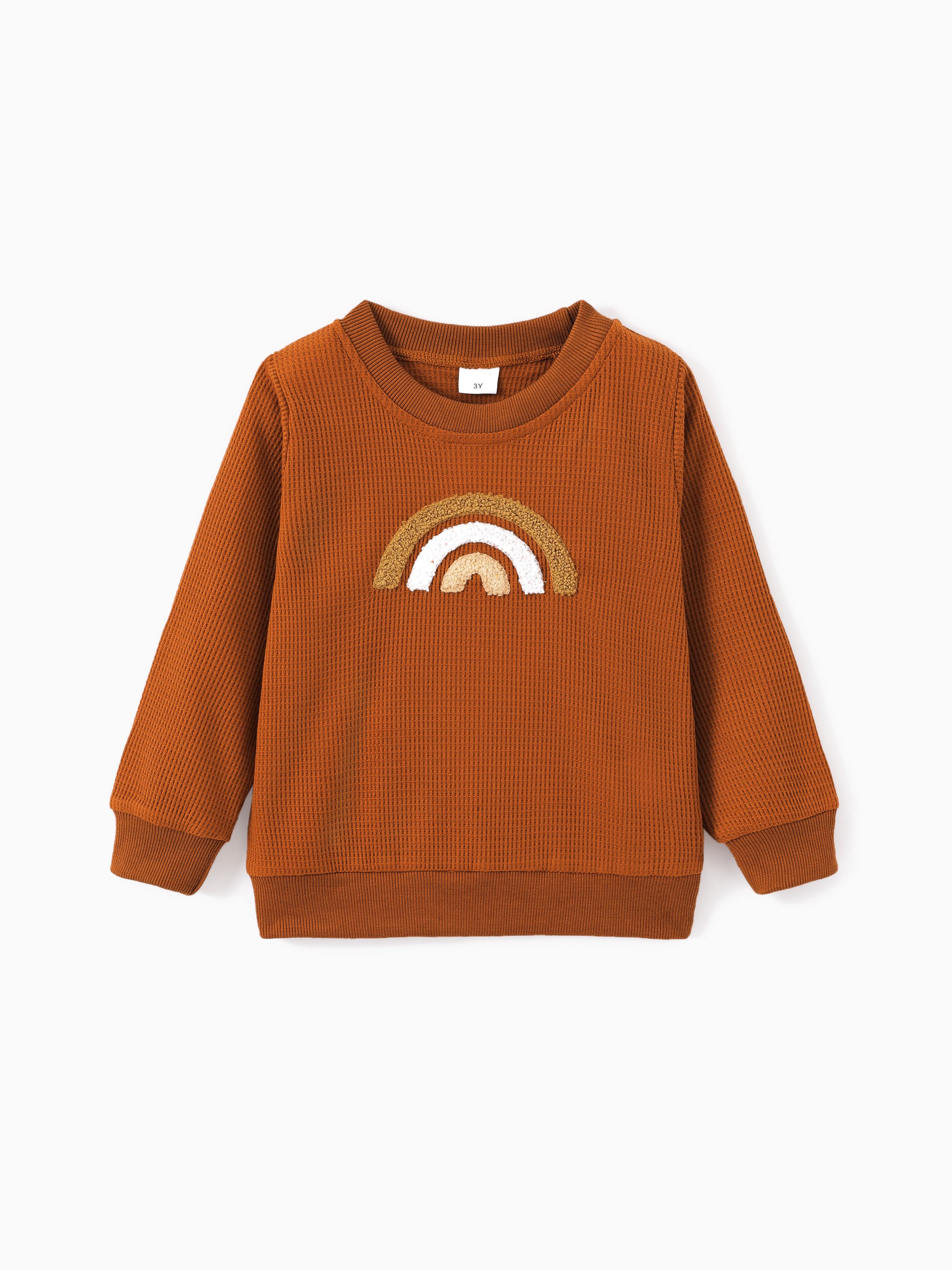 

Toddler Girl/Boy Rainbow Embroidered Waffle Sweatshirt