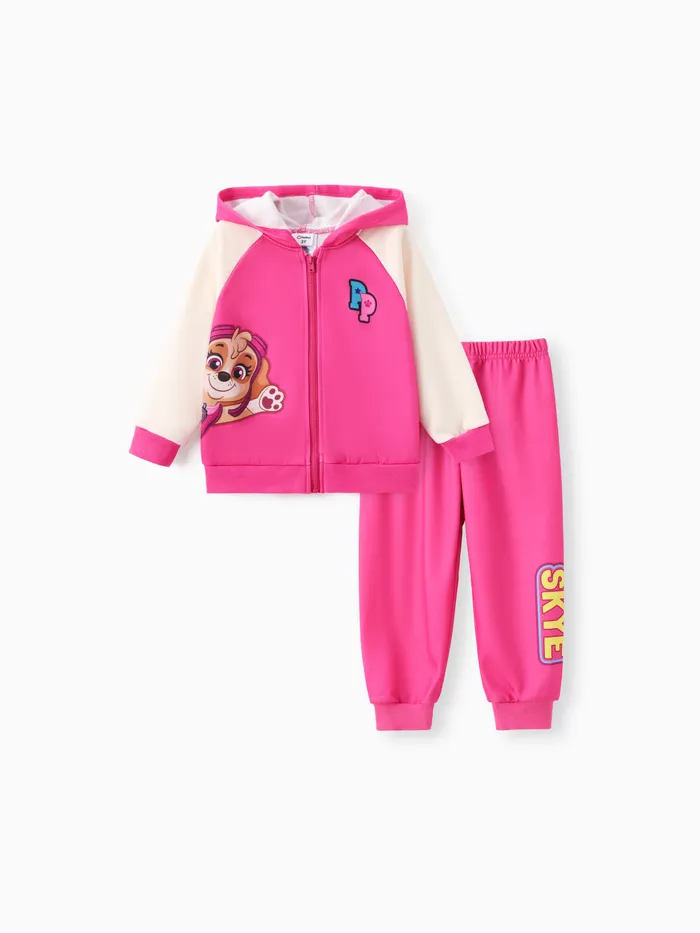 PAW Patrol Niño Pequeño / Niña 2pcs Chase / Marshall / Skye Colorblock Chaqueta Con Capucha De Manga Larga Y Conjunto De Pantalones 