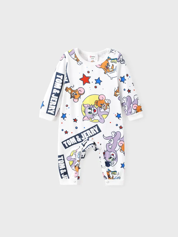 Tom and Jerry Baby Boy/Girl 1pc Character Pattern Mono de manga larga 
