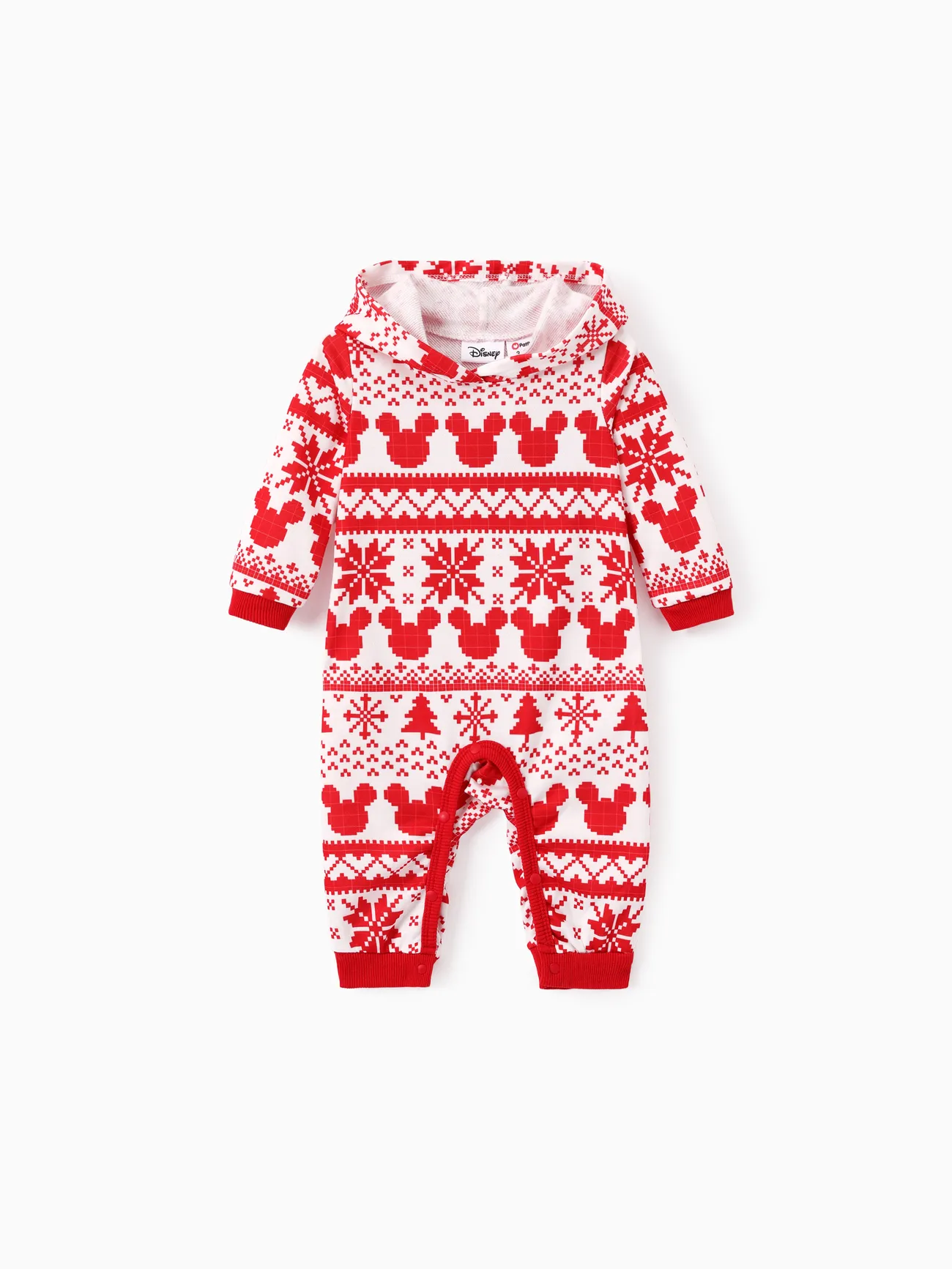 

Disney Mickey and Friends Baby Unisex 1pc Christmas Pattern 3D Ear Hooded Jumpsuit