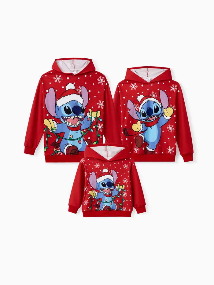 Disney Stitch Family assorti 1pc Noël flocon de neige à pois Sweat à capuche 