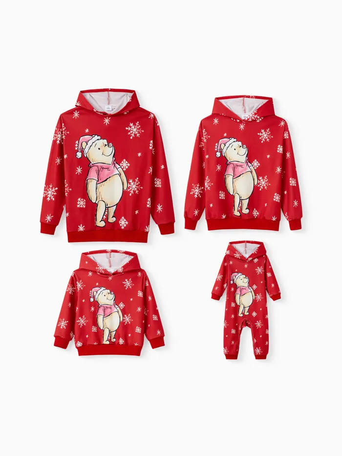 Disney Winnie the Pooh Familia a juego Navidad 1pc Patrón de copo de nieve Sudadera con capucha / mono de manga larga 