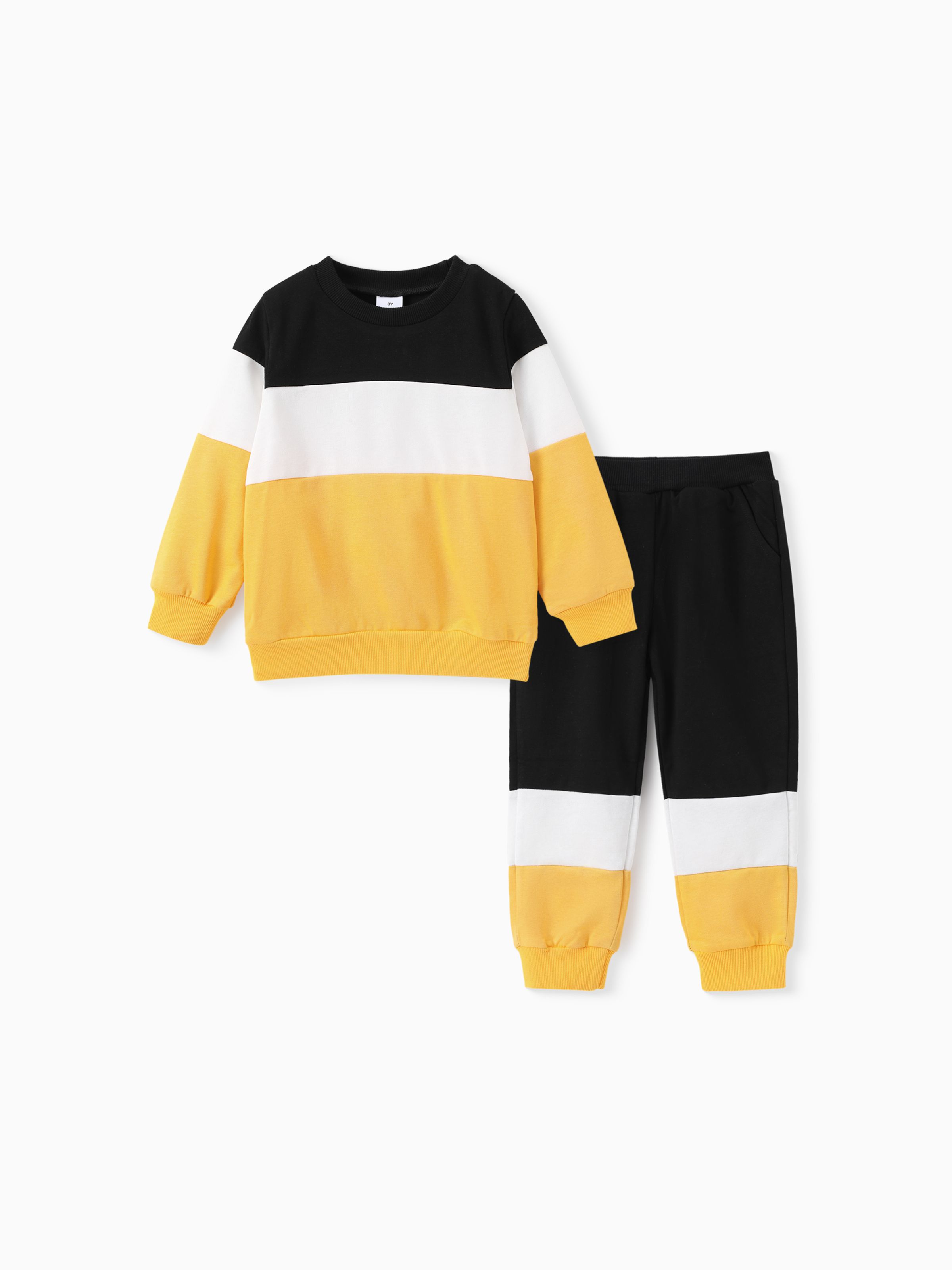 

2-piece Toddler Girl/Boy Colorblock Pullover and Elasticized Pants Set