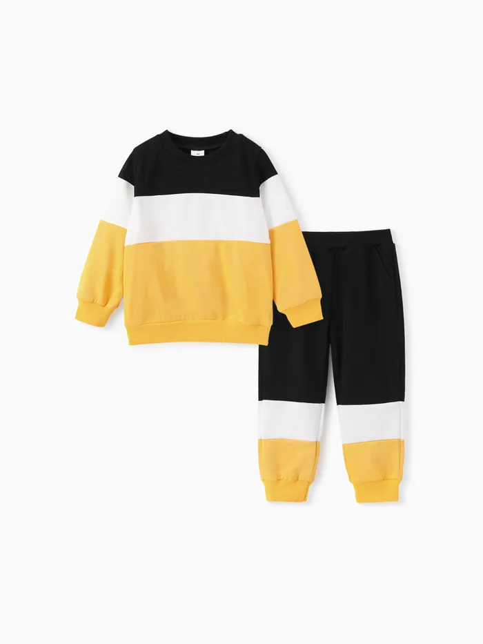 2-piece Toddler Girl/Boy Colorblock Pullover and Elasticized Pants Set