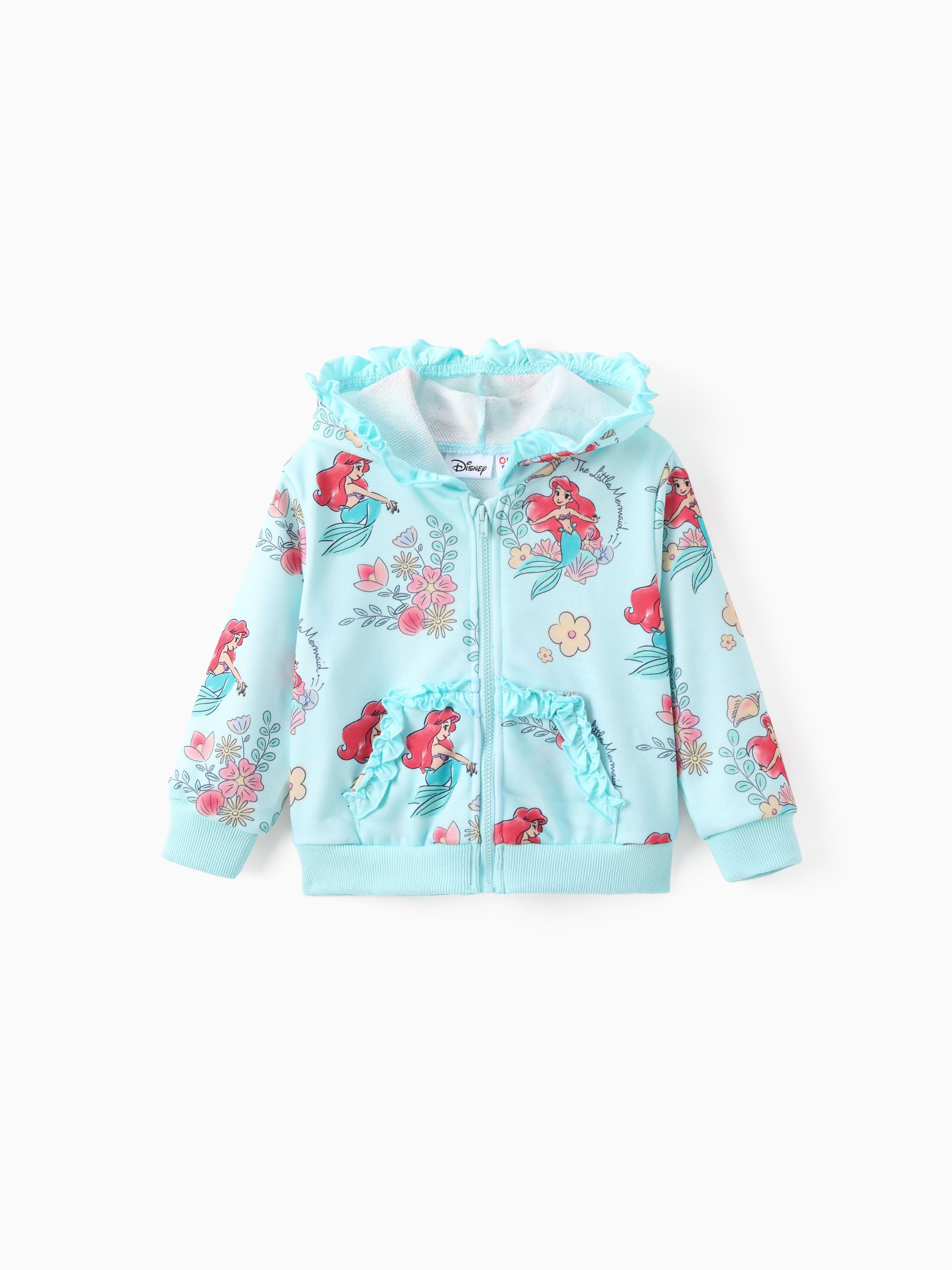 

Disney Princess Baby/Toddler Girl 1pc Cindere/Ariel/Bella Princess Floral Pattern Ruffled Hooded Jacket