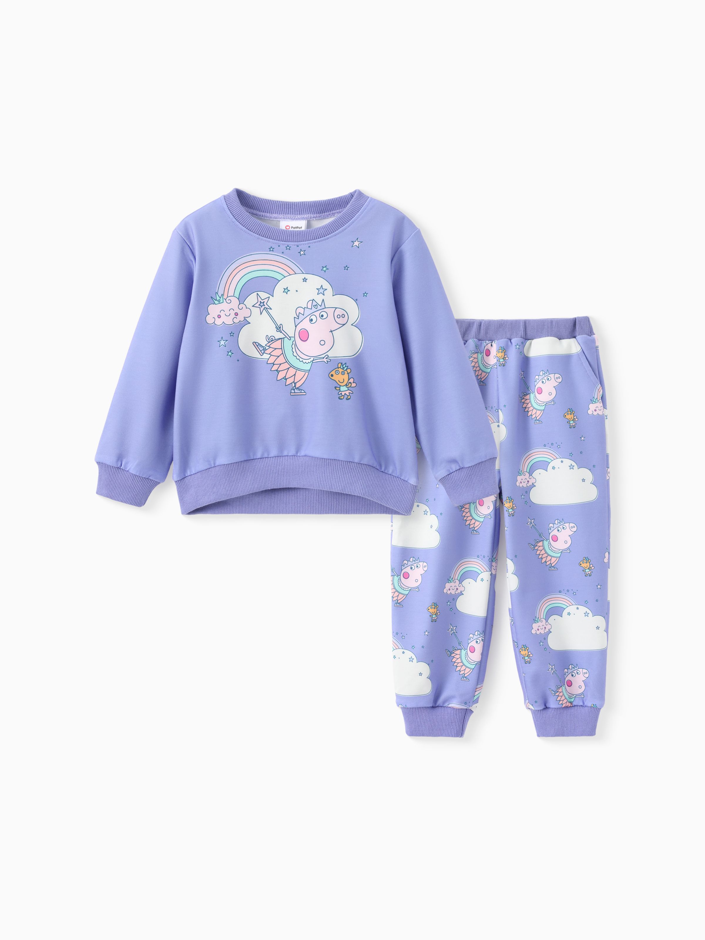 

Peppa Pig Toddler Girl 2pcs Unicorn Floral Print Long-sleeve Sweatshirt And Pants Set