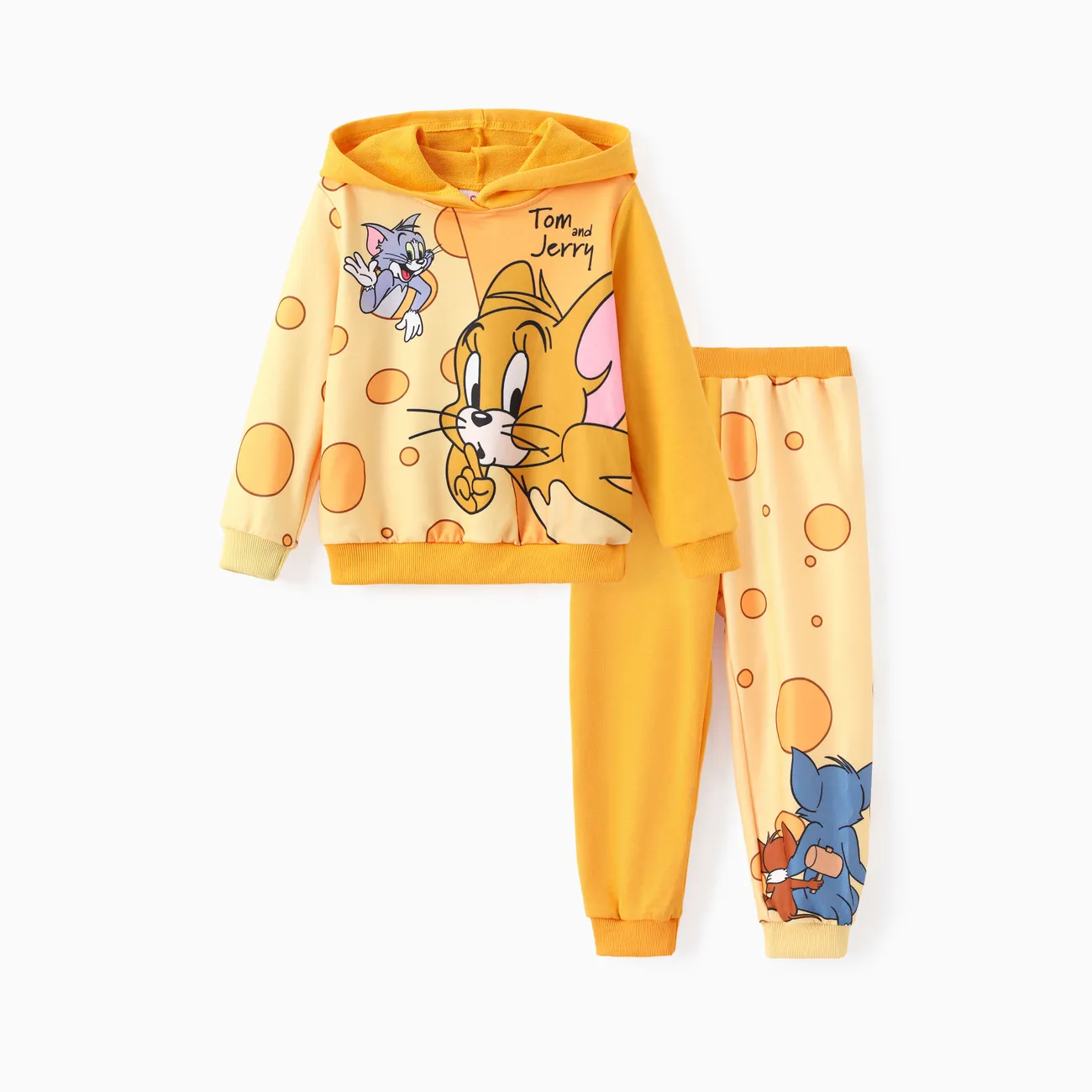 Tom and Jerry Toddler Boy 2pcs Colorblock Long-sleeve Hoodies And Pants Set