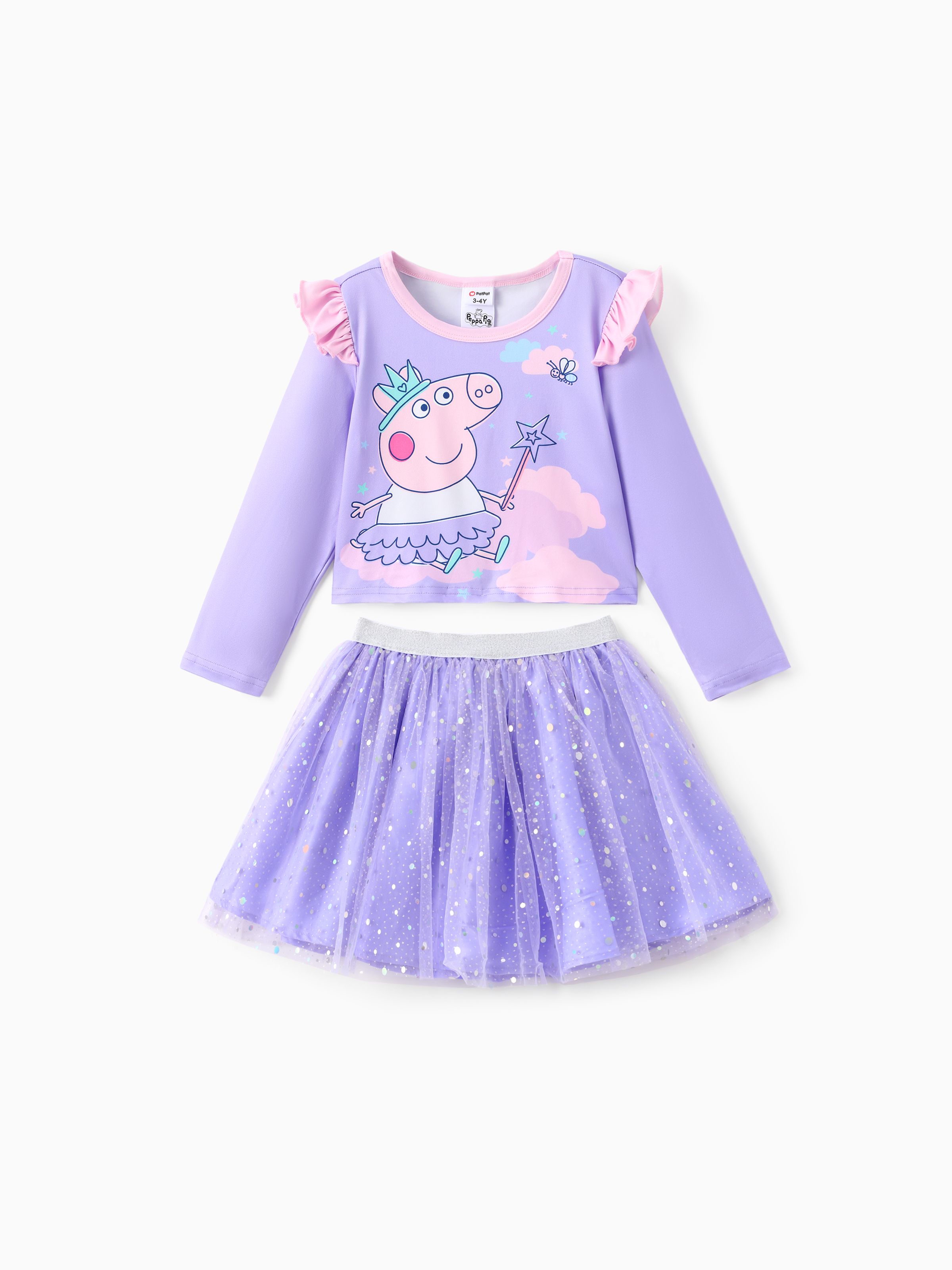 

Peppa Pig Toddler Girl 2pcs Strawberry Donuts Flutter Long-sleeve T-shirt with Skirt Set