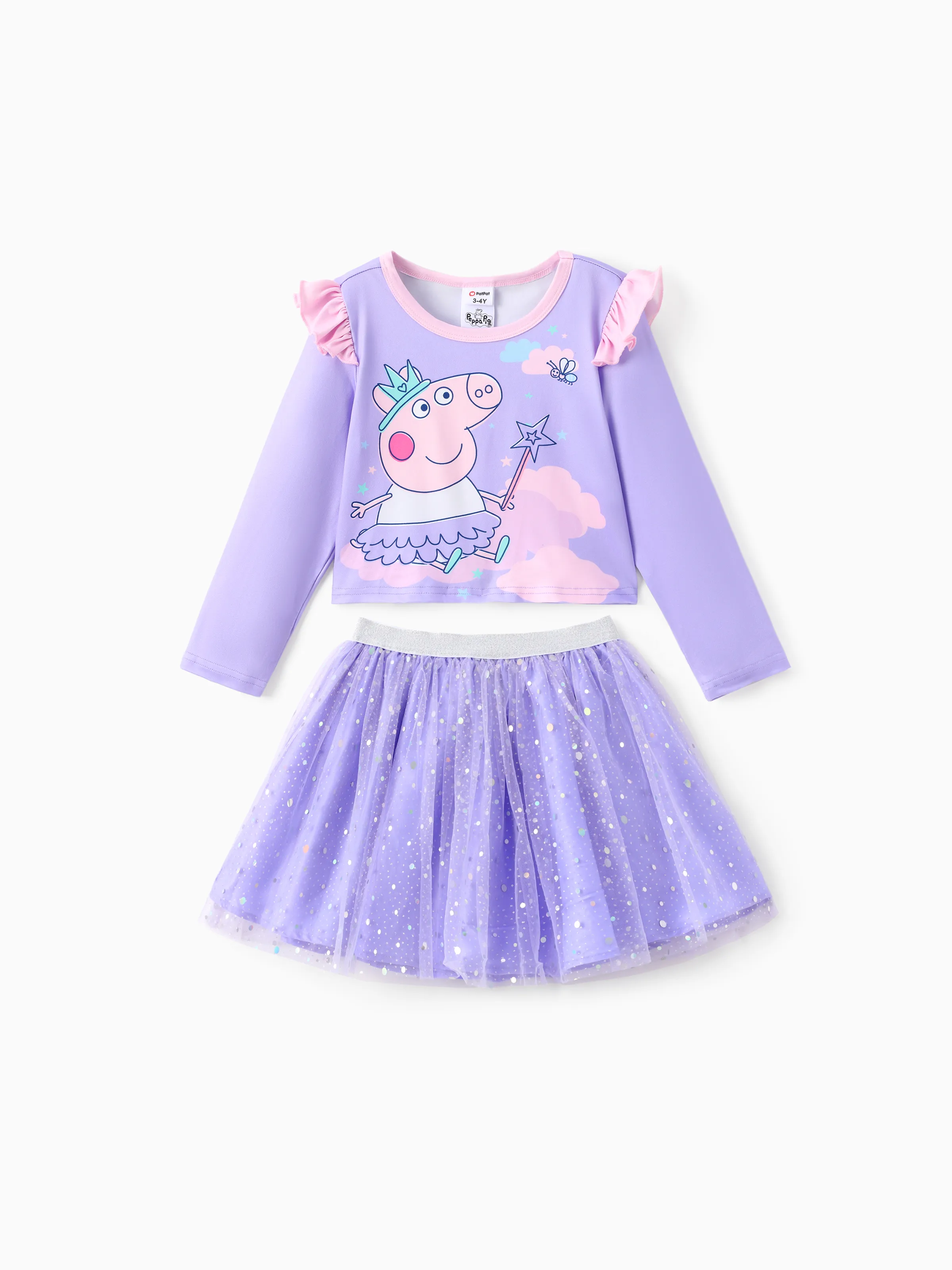 

Peppa Pig Toddler Girl 2pcs Strawberry Donuts Flutter Long-sleeve T-shirt with Skirt Set