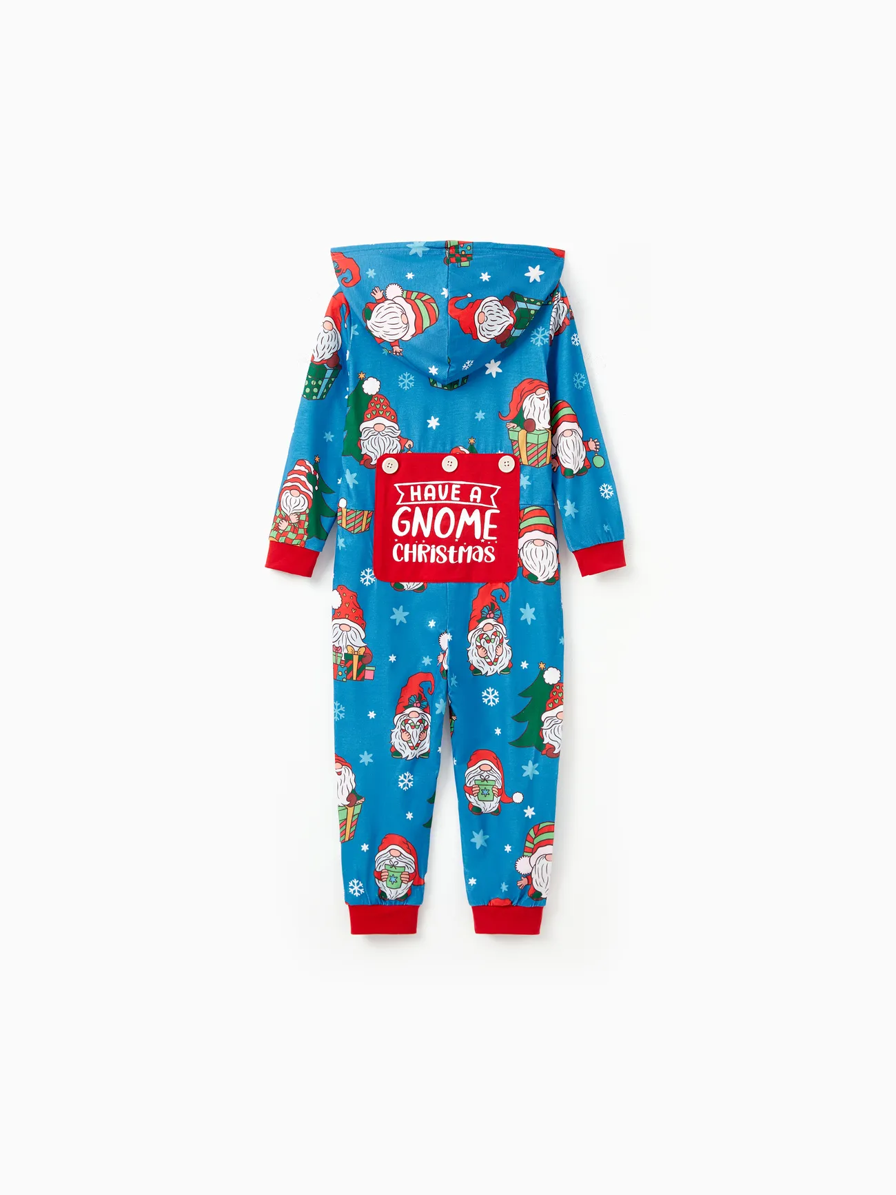 

Blue Christmas Pajamas Santa Pattern Zipper Hooded Onesies Matching Family Outfits