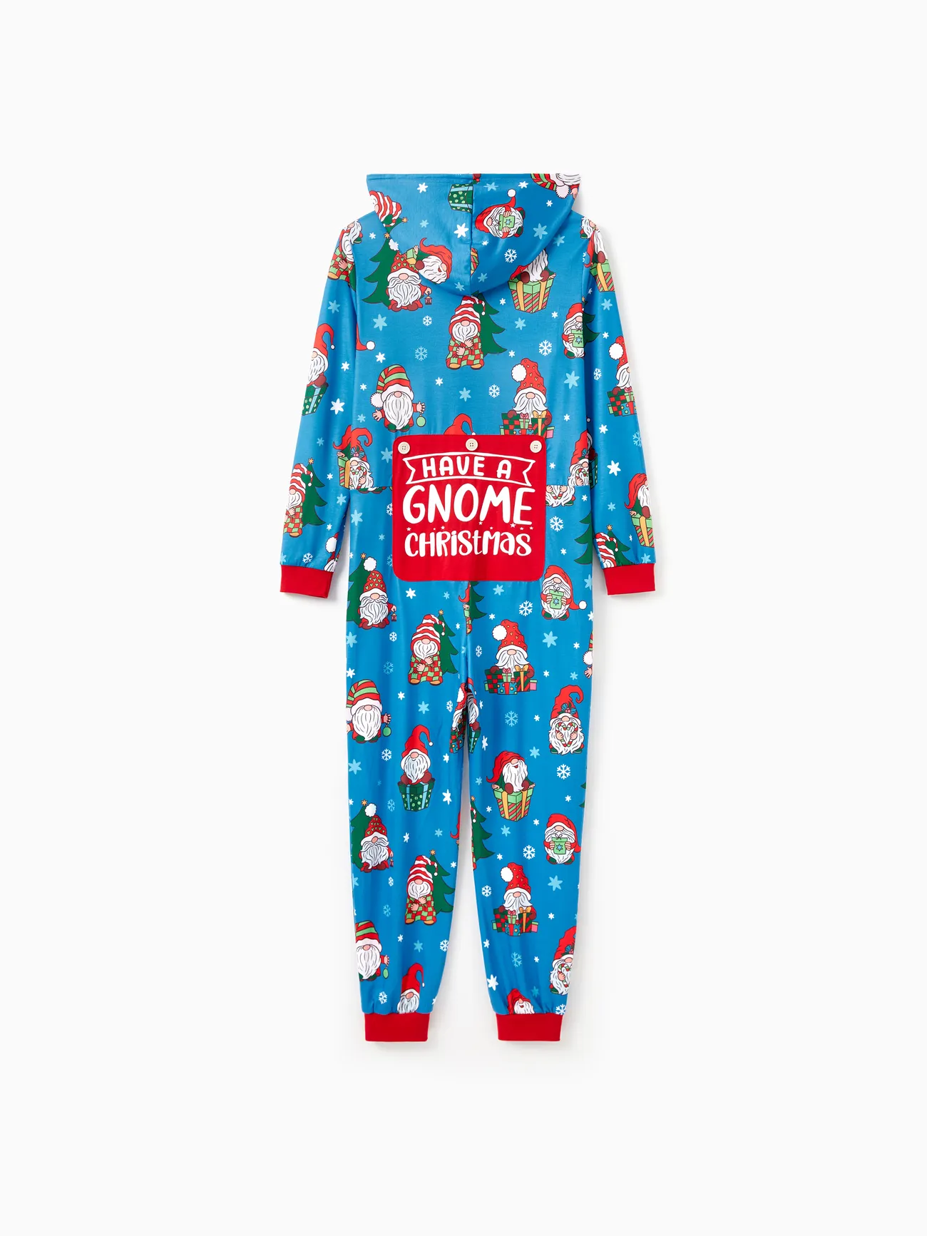 

Blue Christmas Pajamas Santa Pattern Zipper Hooded Onesies Matching Family Outfits