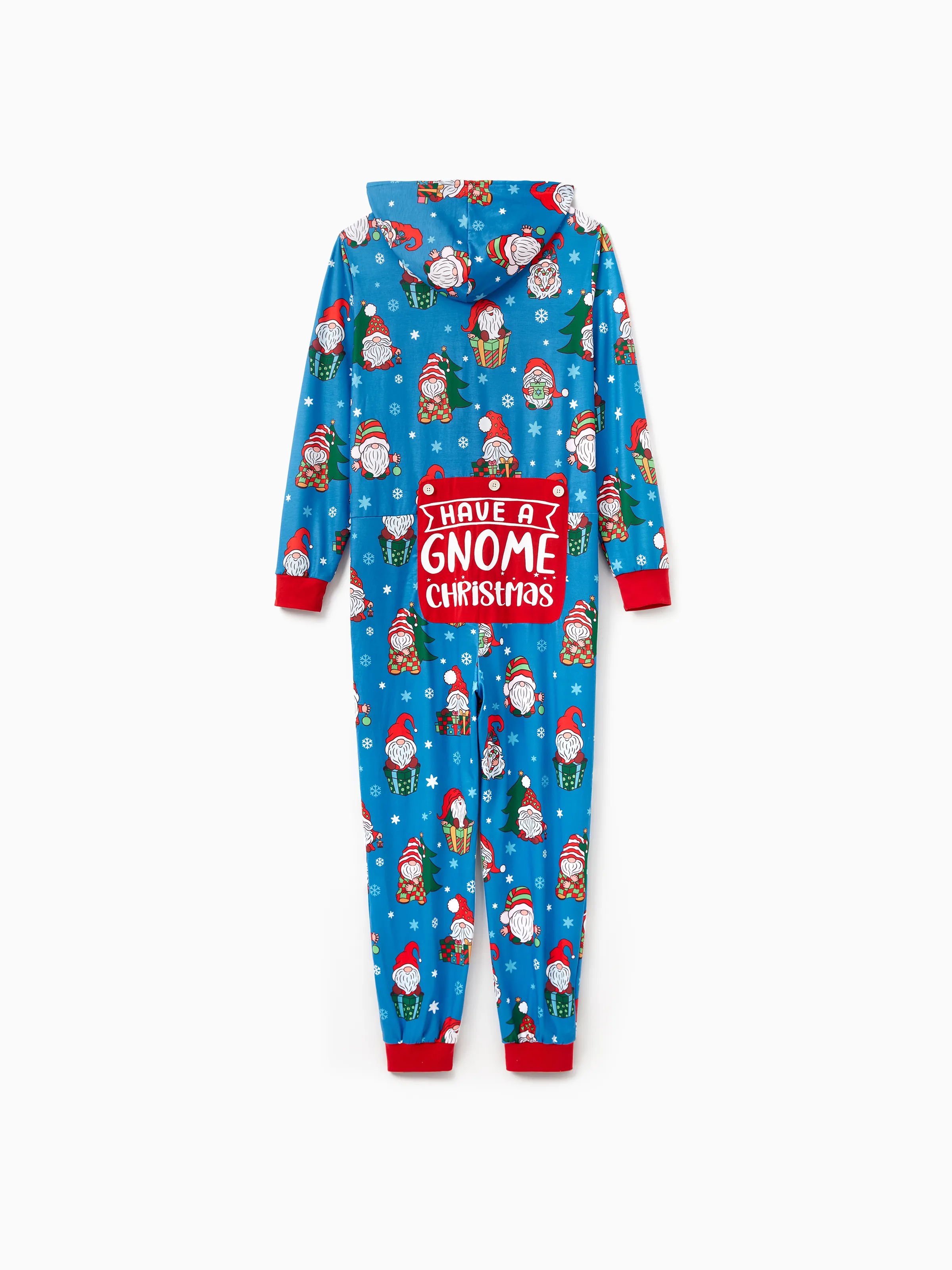 

Blue Christmas Pajamas Santa Pattern Zipper Hooded Onesies Matching Family Outfits