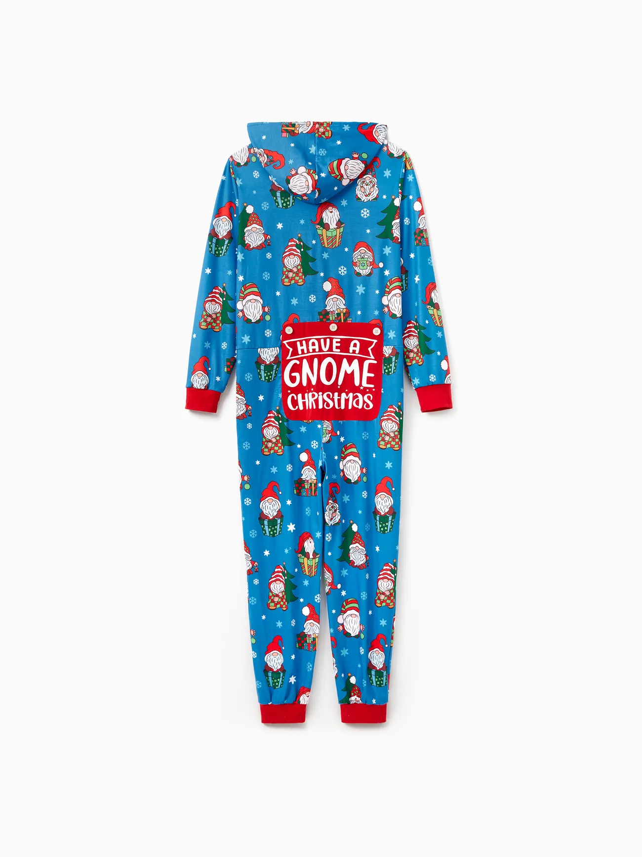 

Blue Christmas Pajamas Santa Pattern Zipper Hooded Onesies Matching Family Outfits