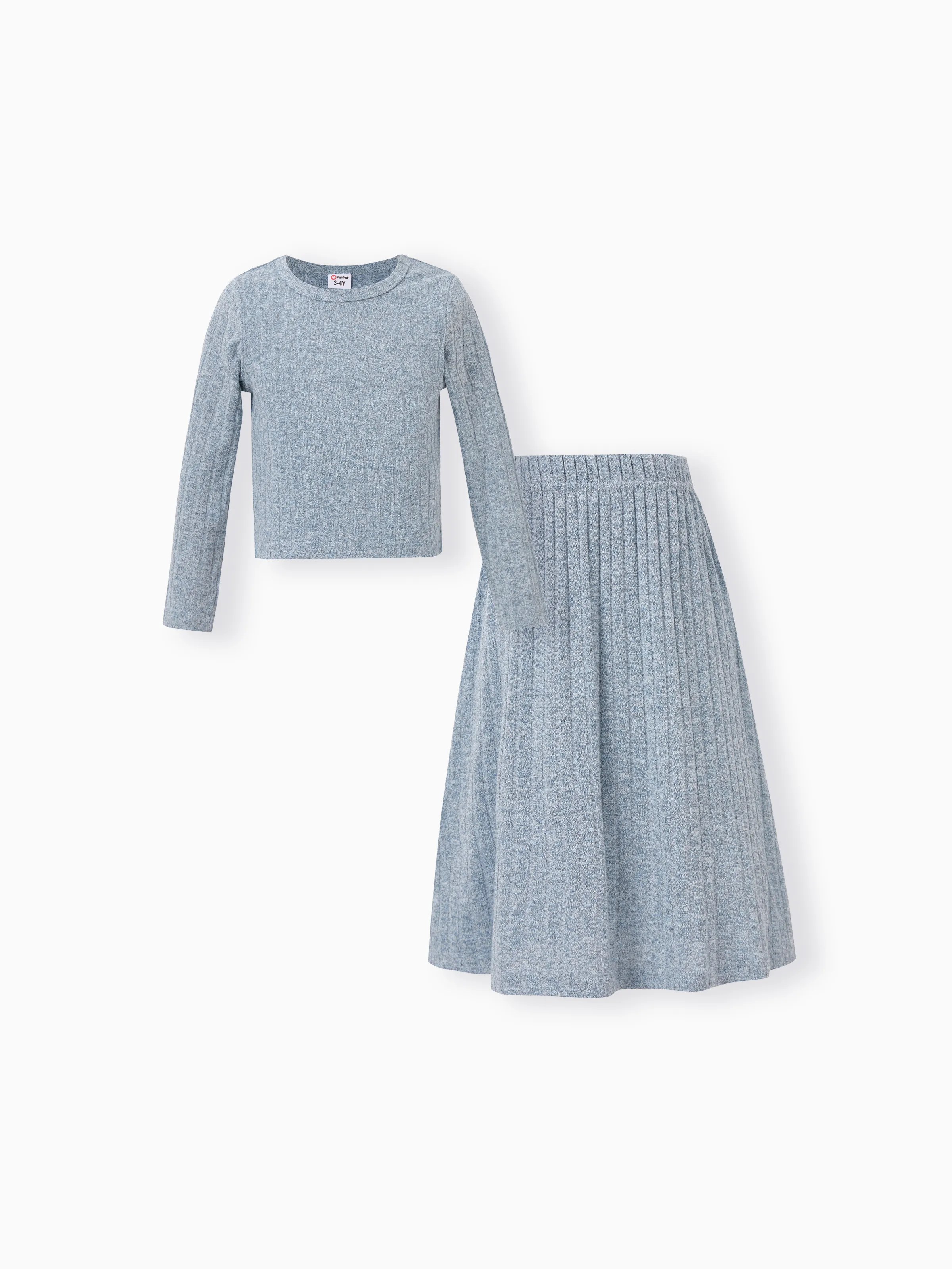 

Mommy and Me Co-ord Sets Ribbed Long Sleeve Top and Pleated Maxi Skirt