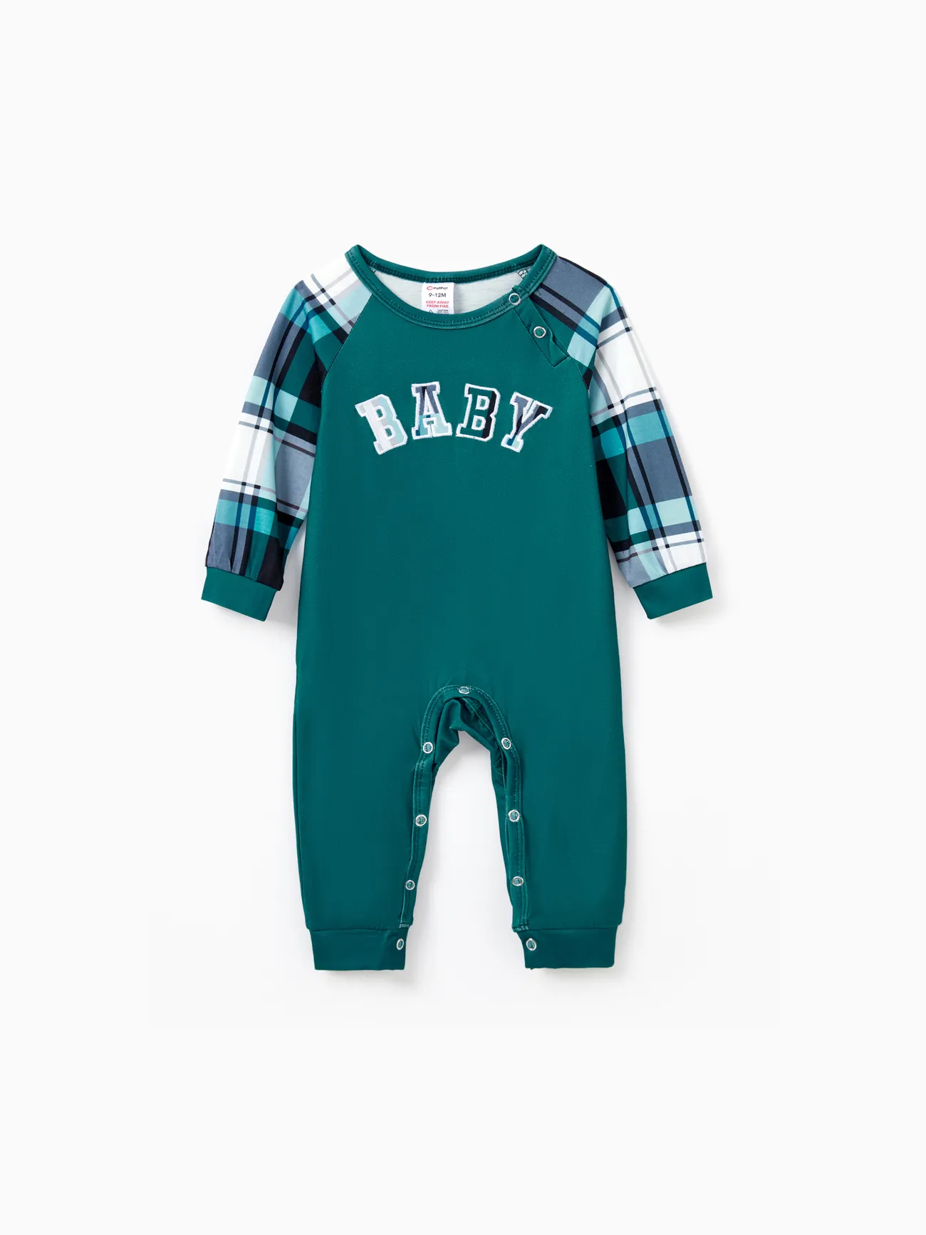 

Christmas Family Matching Long Sleeves Letter Print Tops and Plaid Pants Pajamas Sets ( Flame Resistant )