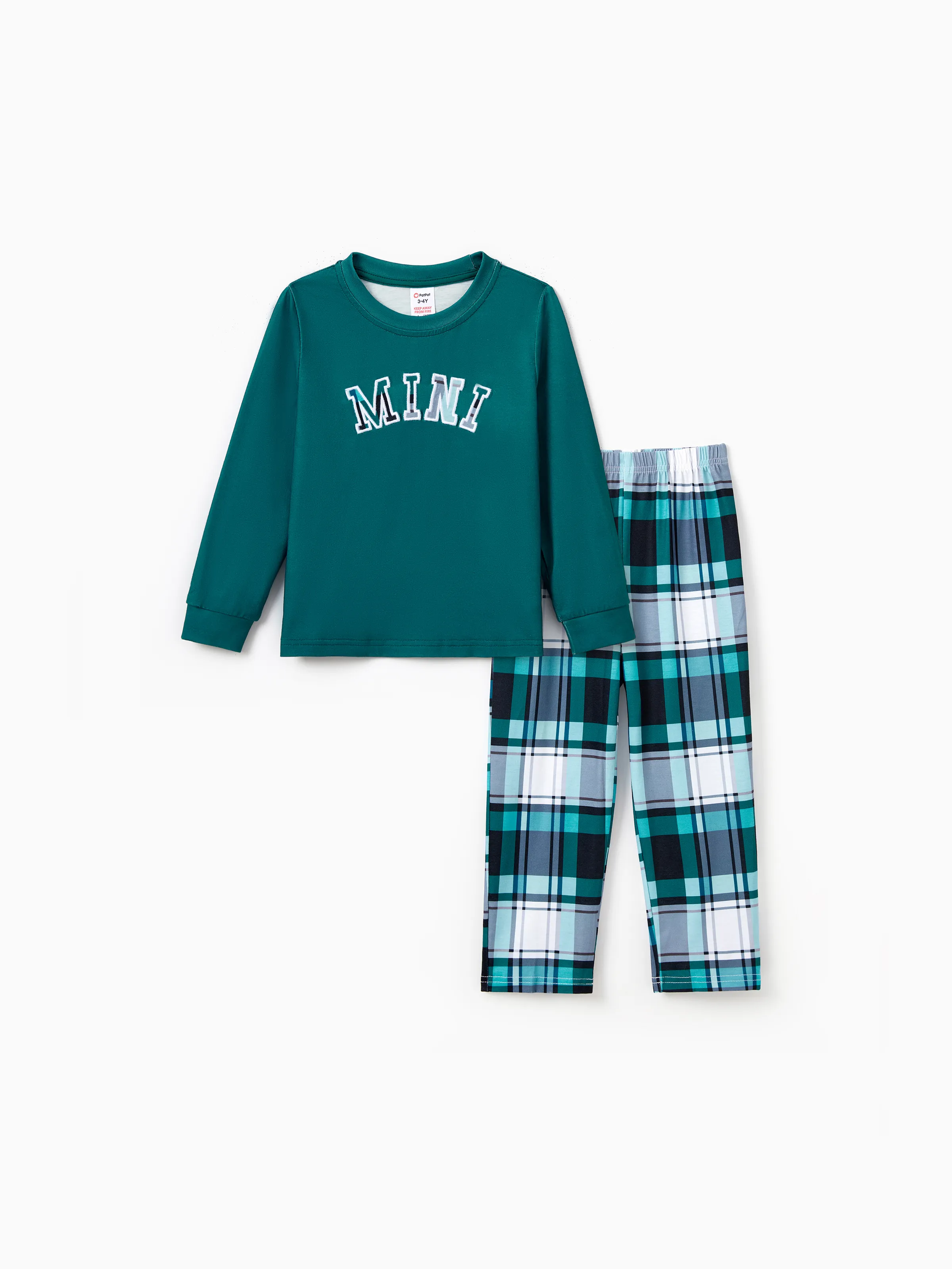 

Christmas Family Matching Long Sleeves Letter Print Tops and Plaid Pants Pajamas Sets ( Flame Resistant )