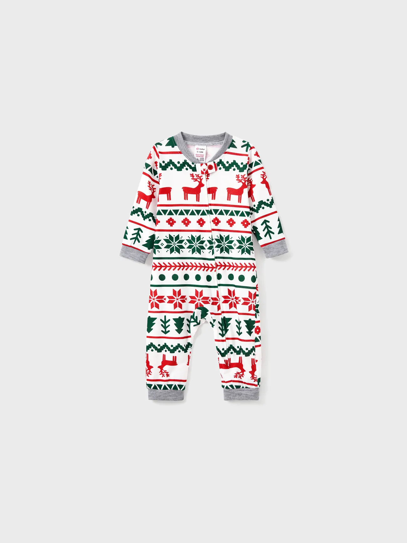 

Allover Christmas Print Long-sleeve Family Matching Pajamas Set(Flame Resistant)