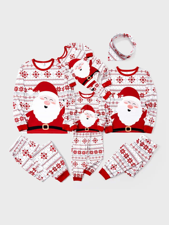 Weihnachtspyjamas Familie Passender Weihnachtsmann Große Grafik Pyjama-Sets mit Taschen und Kordelzug