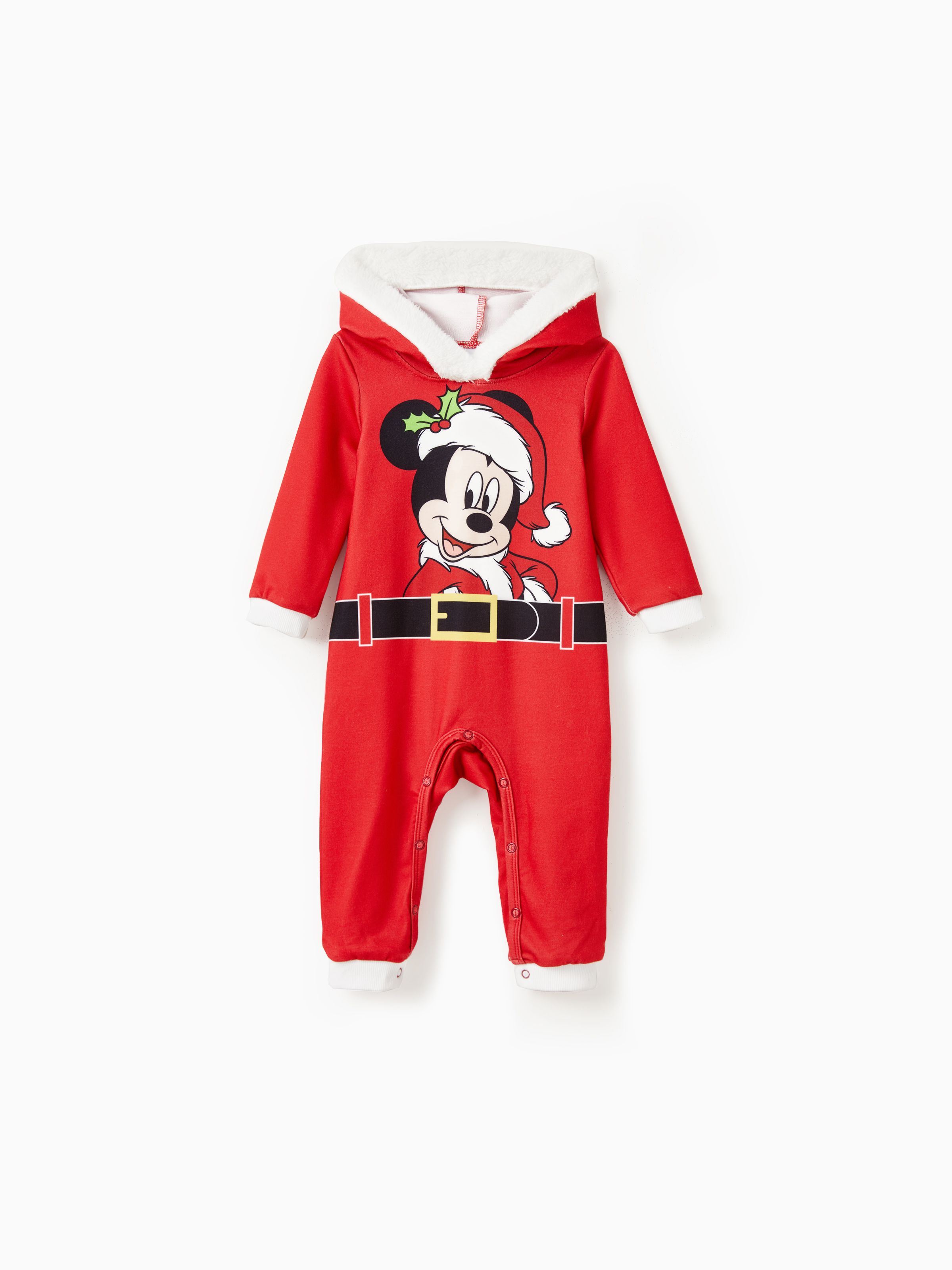 

Disney Mickey and Friends Family matching 1pc Christmas Santa Cosplay Plush Edge Hooded Sweatshirt/Jumpsuit