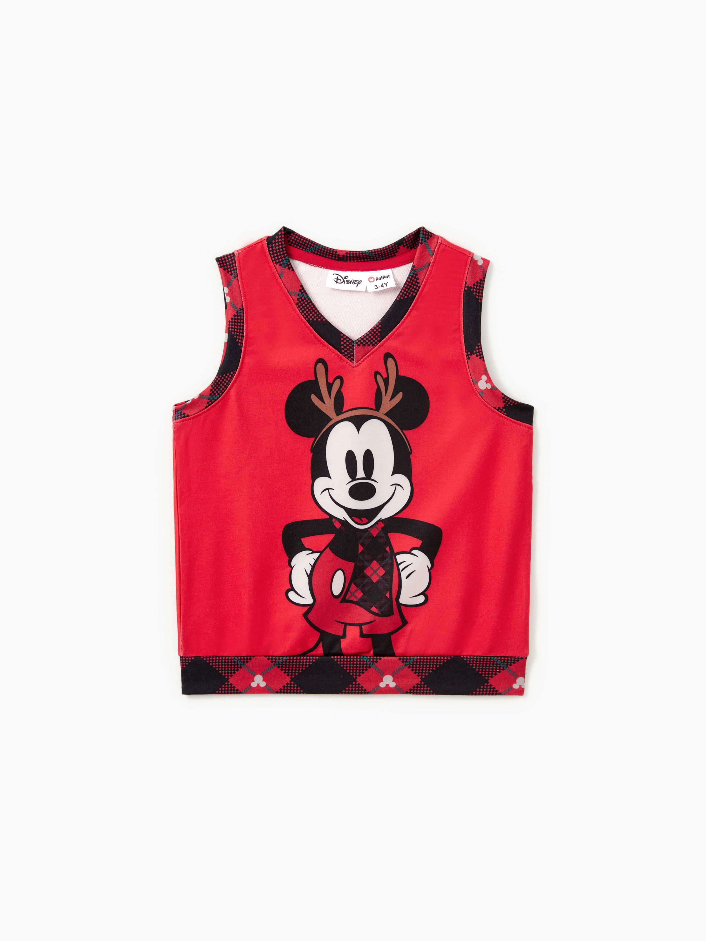 

Disney Mickey and Friends Family matching 1pc Christmas Micky Mouse Plaid Zipper Lapel Collar Sweatshirt/Vest/Dress/Naia™ Jumpsuit