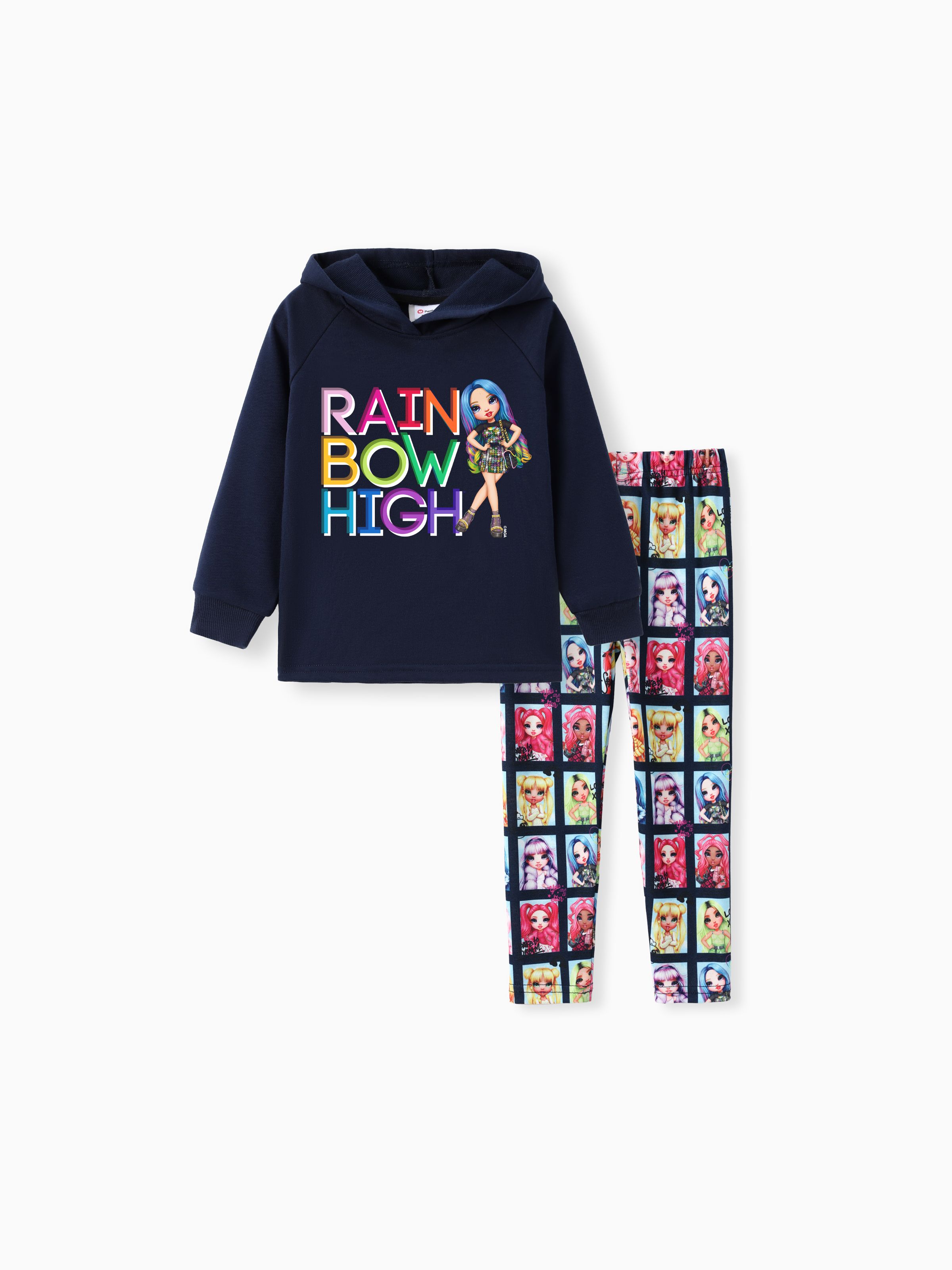 

Rainbow High Toddler/Kid Girl 2pcs Violet Letter Pattern Hoodies And Naia™ Leggings Set