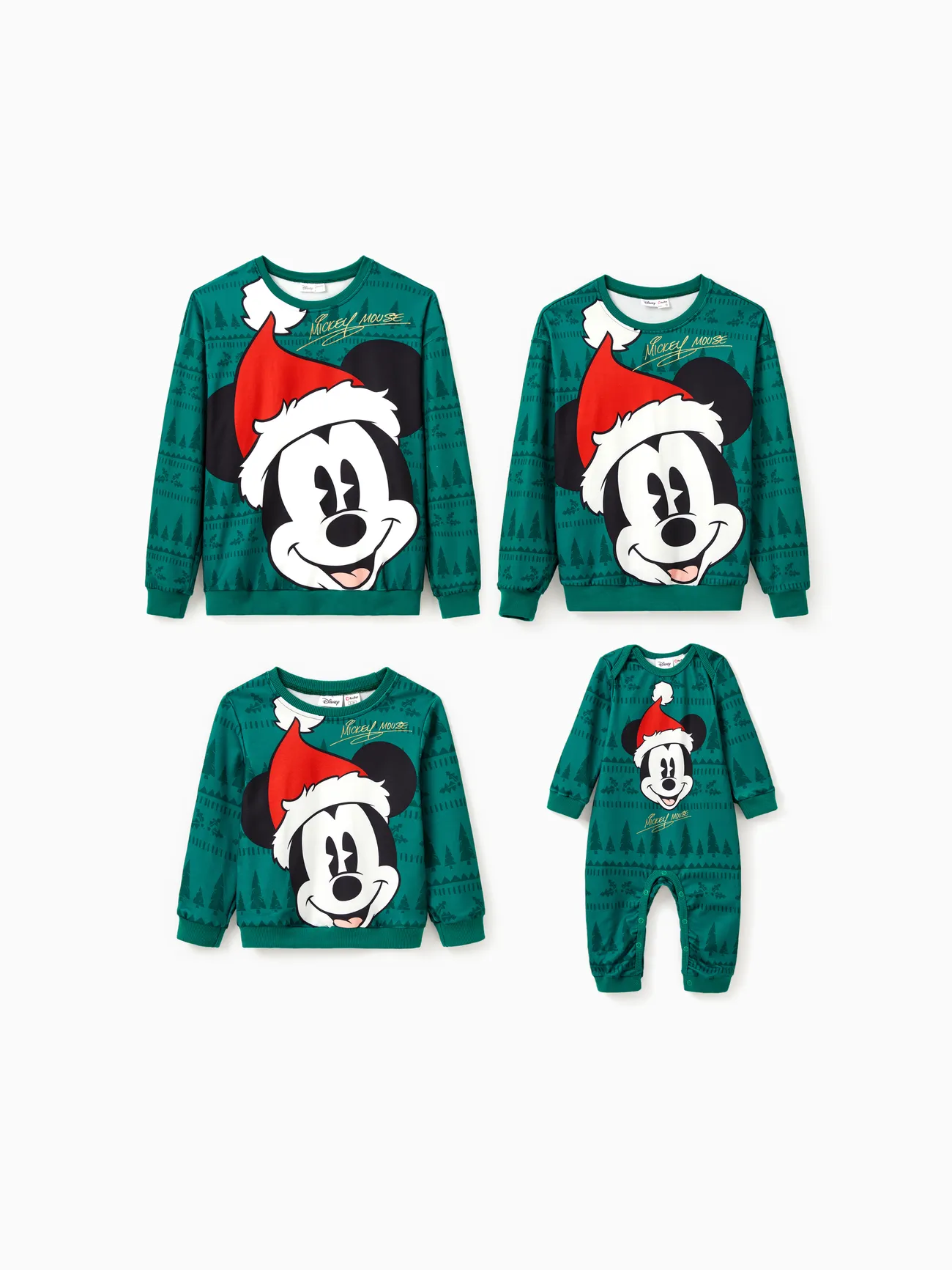 Disney Mickey and Friends Family a juego 1pc Patrón de árbol de Navidad Top/Mono de manga larga 