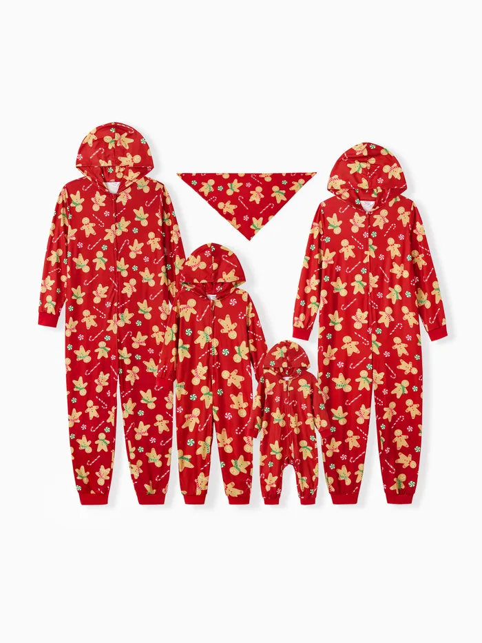 Christmas Family Matching Pajamas Sets Gingerbread Man Pattern Onesies 