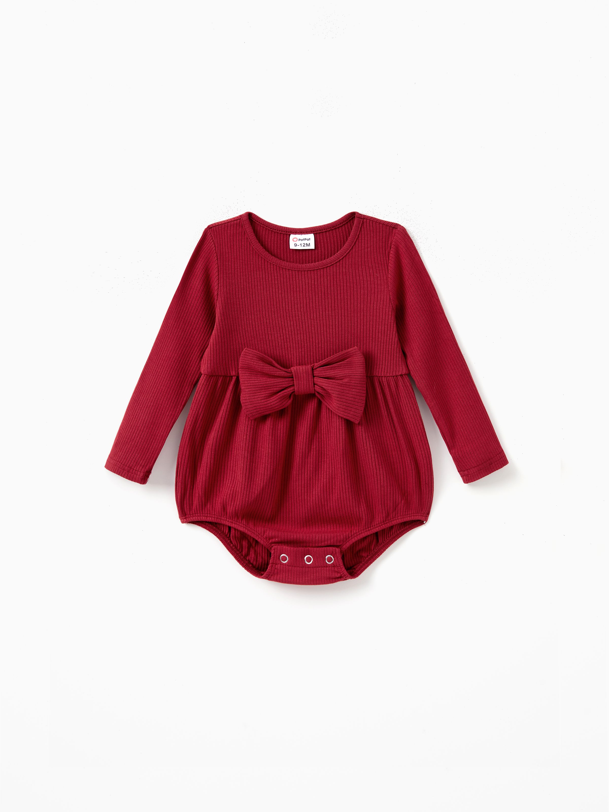 

Wine Red Mommy and Me Dresses Ribbed Long Sleeves Ruched Drawstring Side