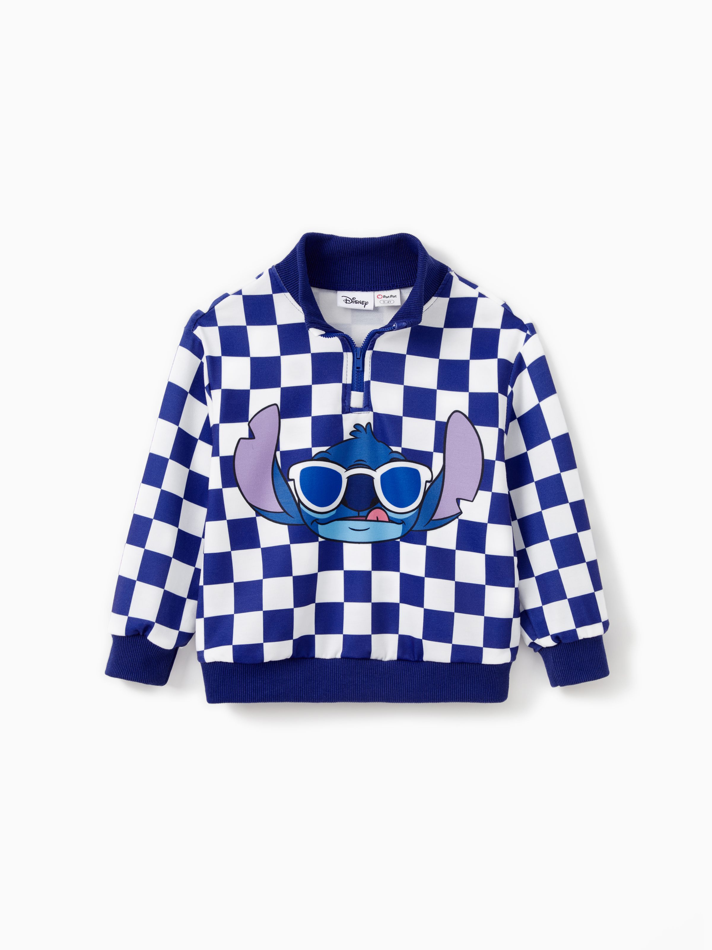 

Disney Stitch Family matching 1pc Checkered Plaid Zipper Lapel Collar Sweatshirt/Hooded Dress