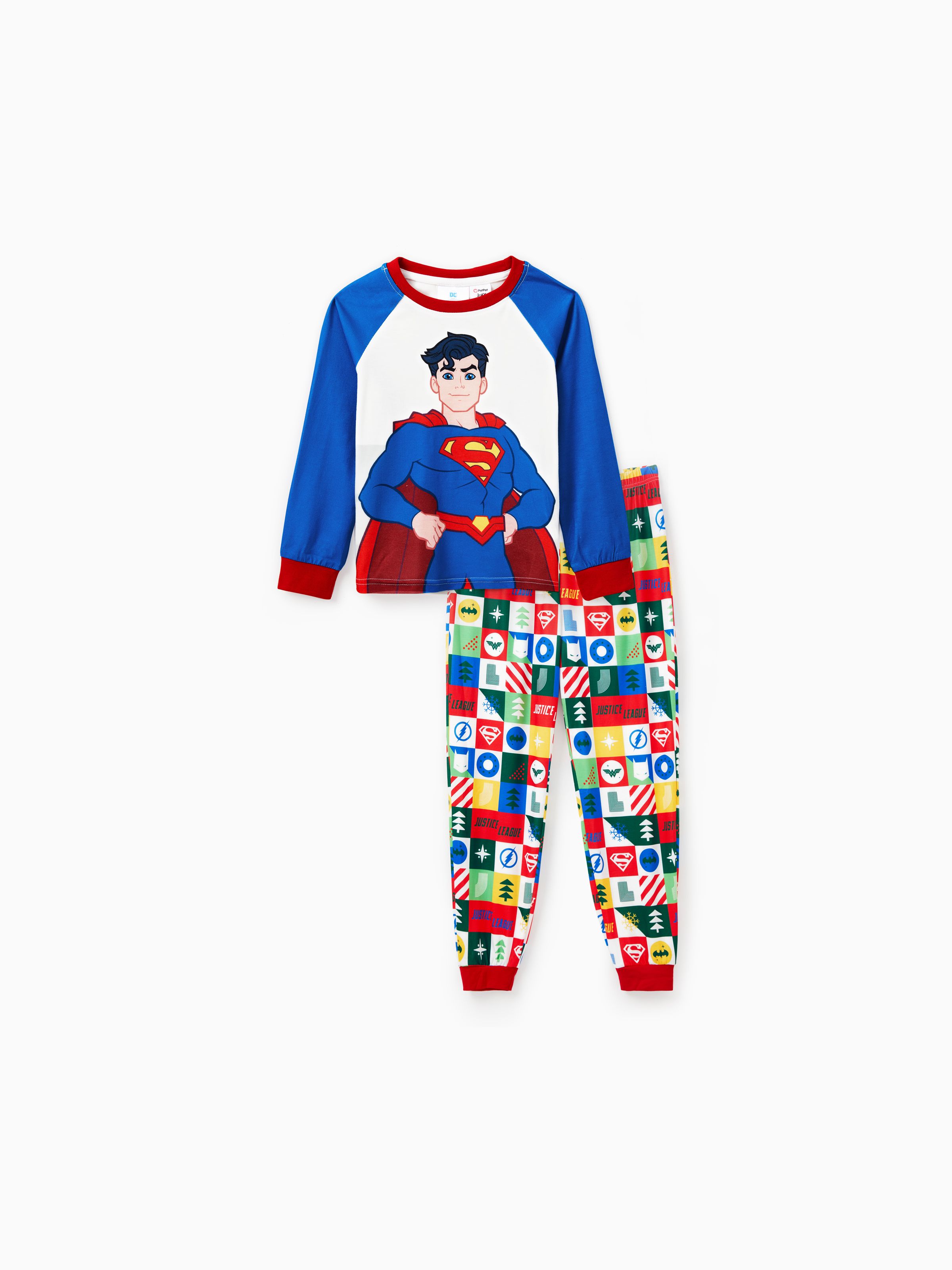 

Justice League Family matching 2pcs Christmas Character Colorblock Pajamas Set (Flame Resistant)