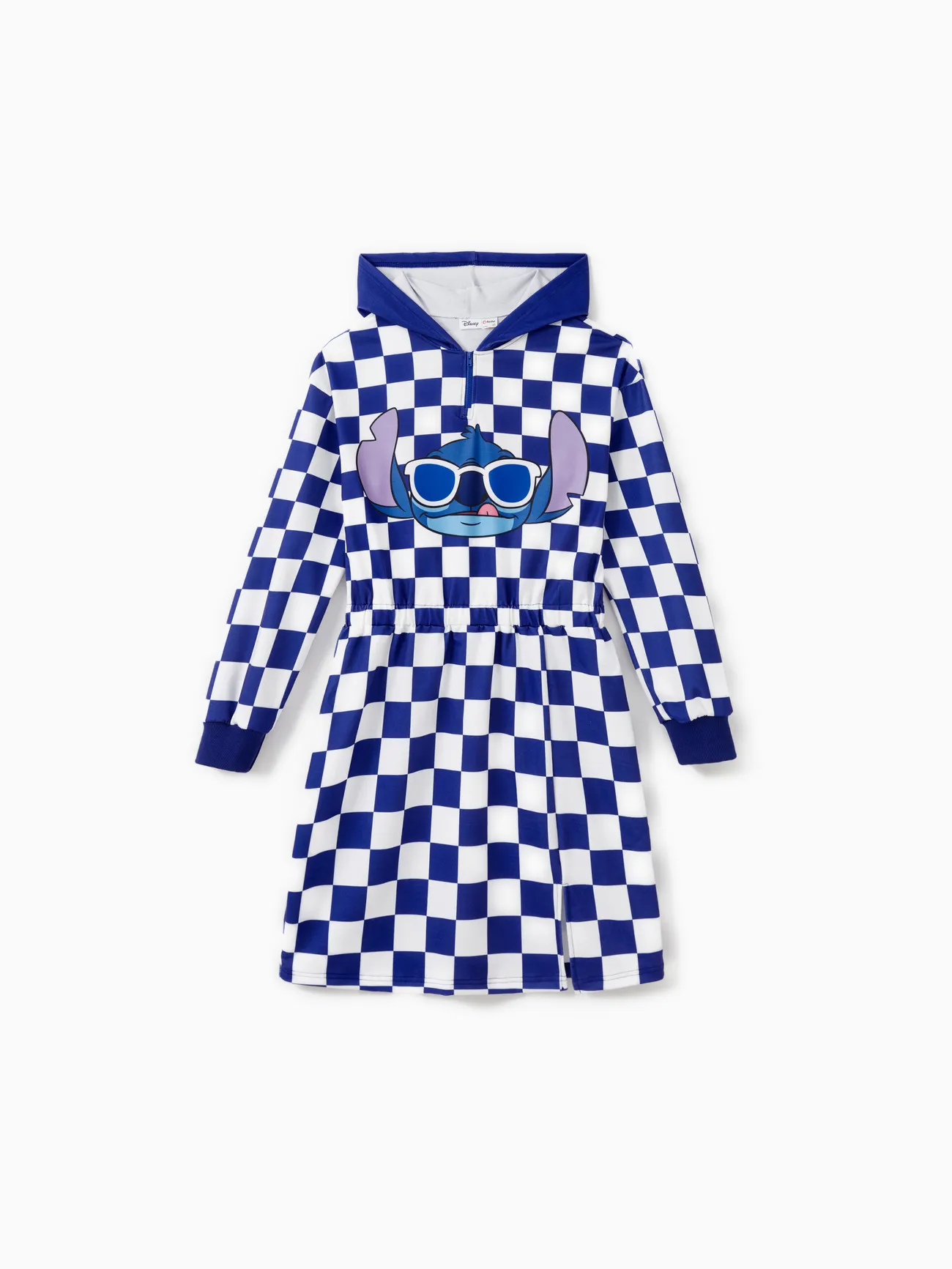 

Disney Stitch Family matching 1pc Checkered Plaid Zipper Lapel Collar Sweatshirt/Hooded Dress