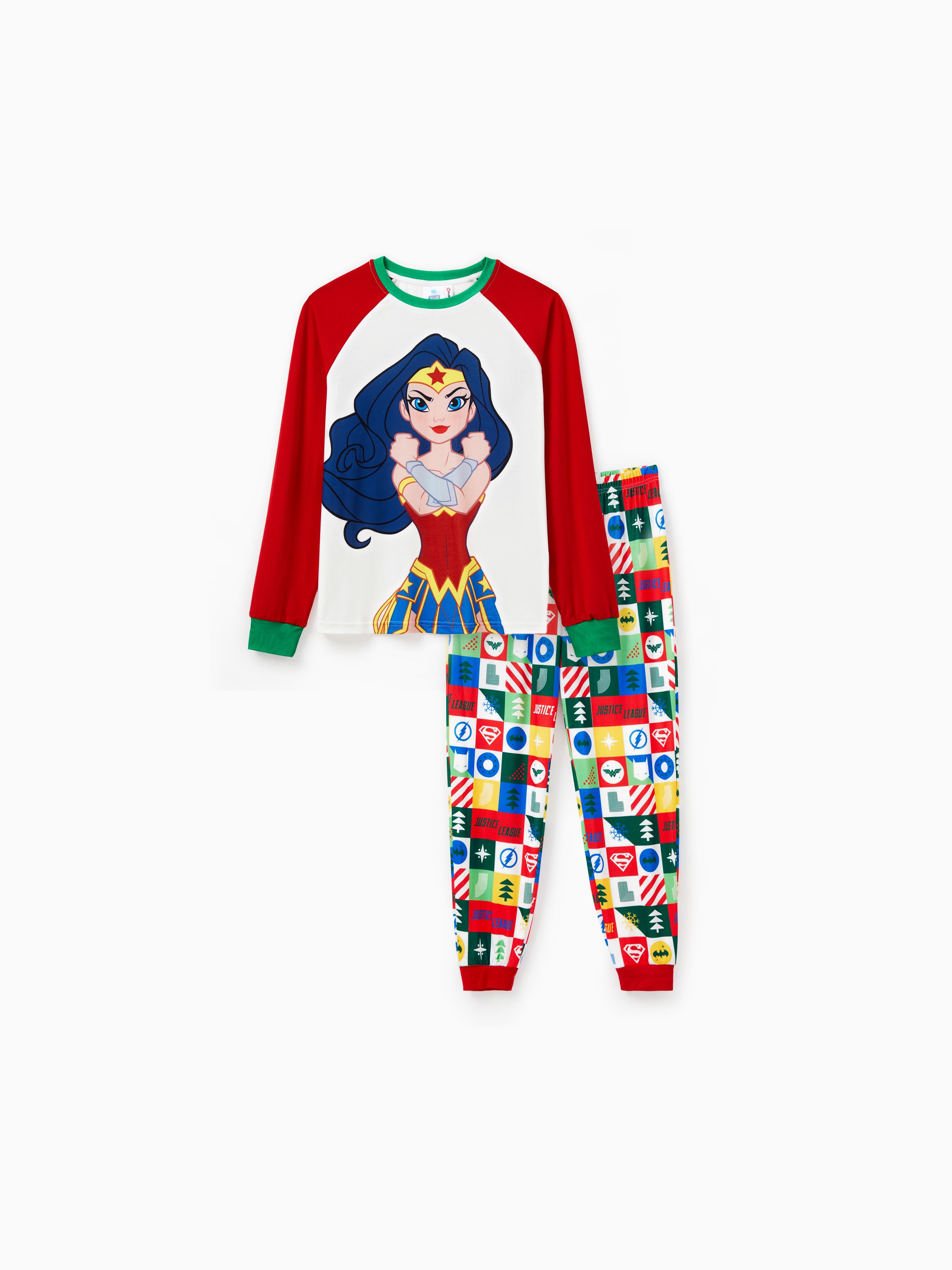 

Justice League Family matching 2pcs Christmas Character Colorblock Pajamas Set (Flame Resistant)