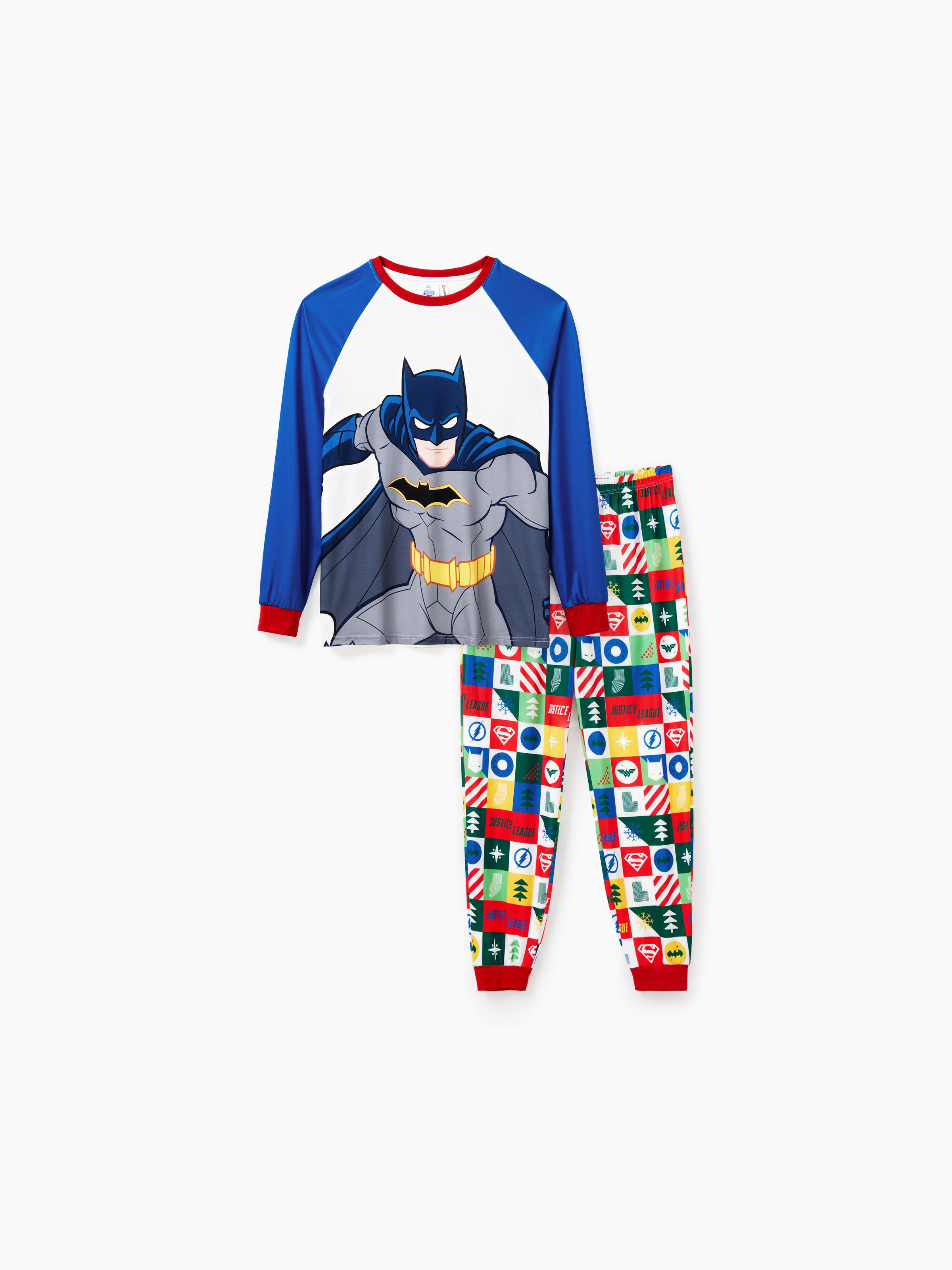 

Justice League Family matching 2pcs Christmas Character Colorblock Pajamas Set (Flame Resistant)