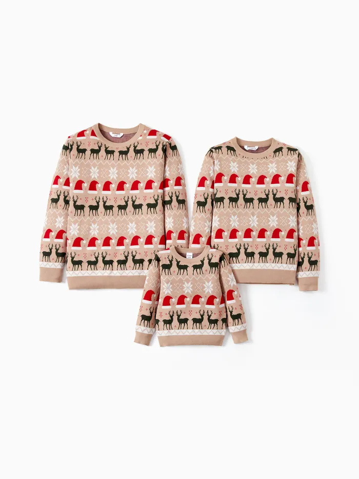 Christmas Sweater for Family Reindeer Clothes Long Sleeves Tops