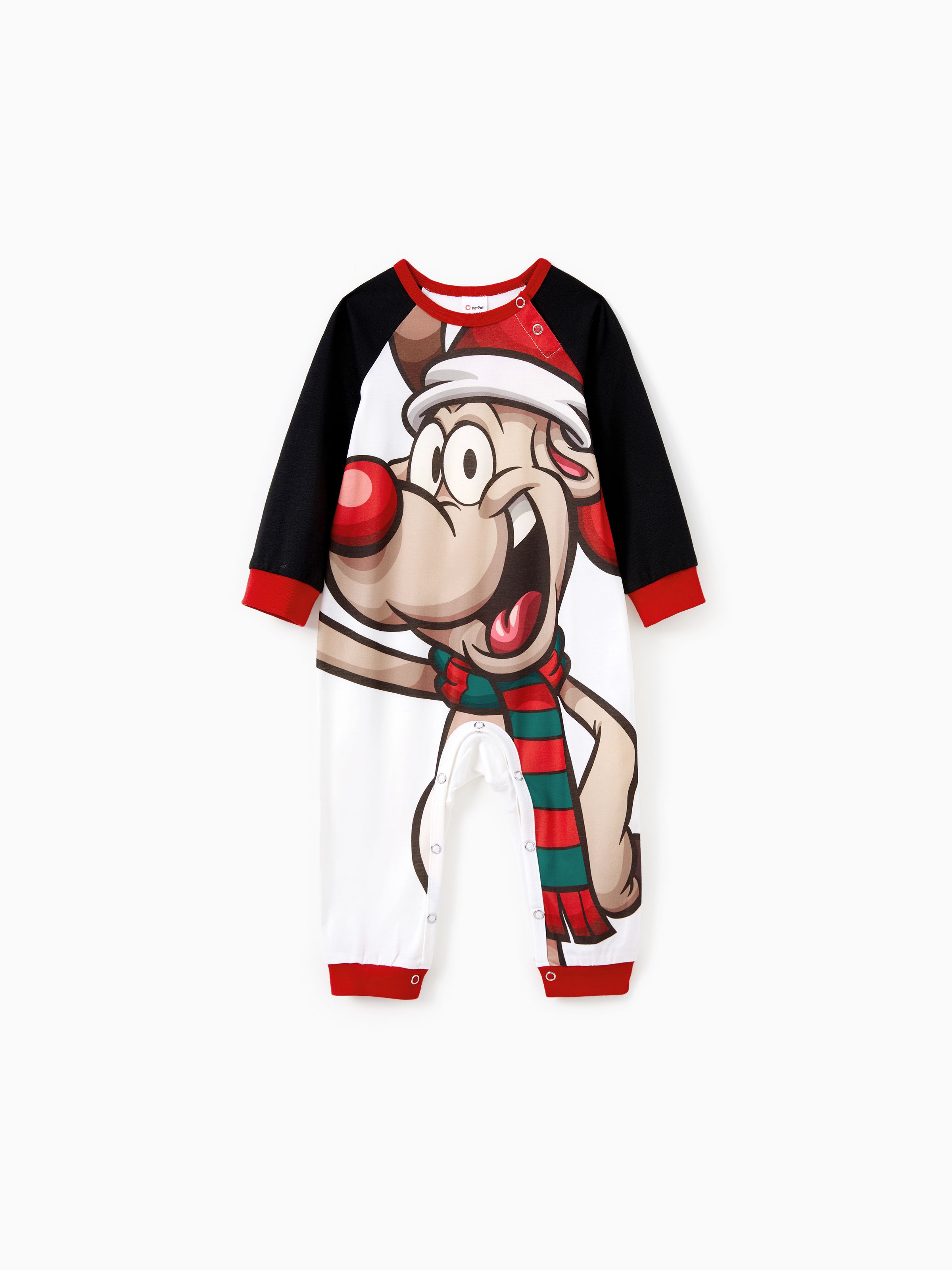 

Christmas Pajamas Outfits Matching for Family Raglan Sleeves Quirky Reindeer Graphic Plaid Pants Pajamas Sets