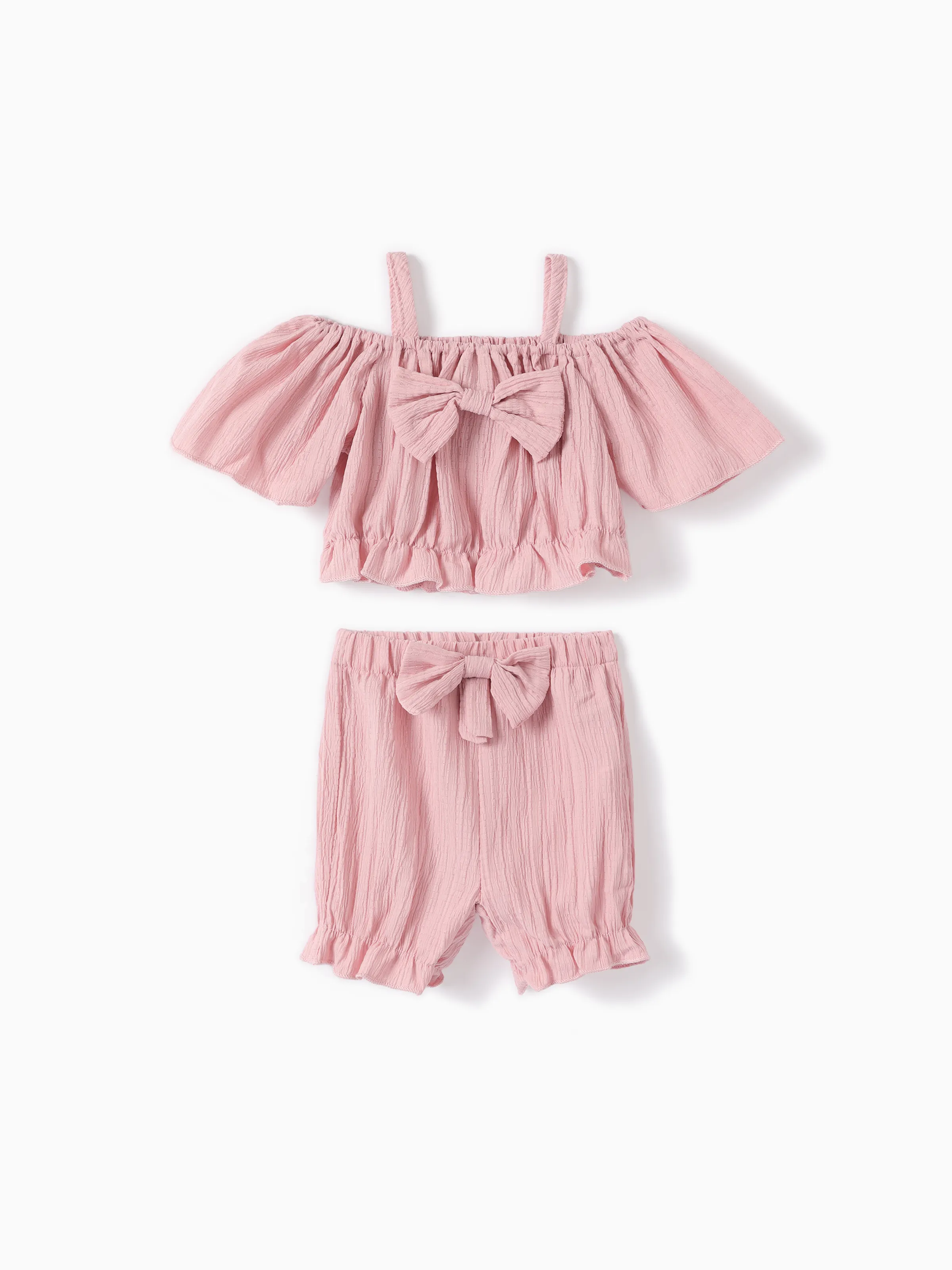 

Sweet Off-Shoulder Baby Girl 2pcs Polyester Set