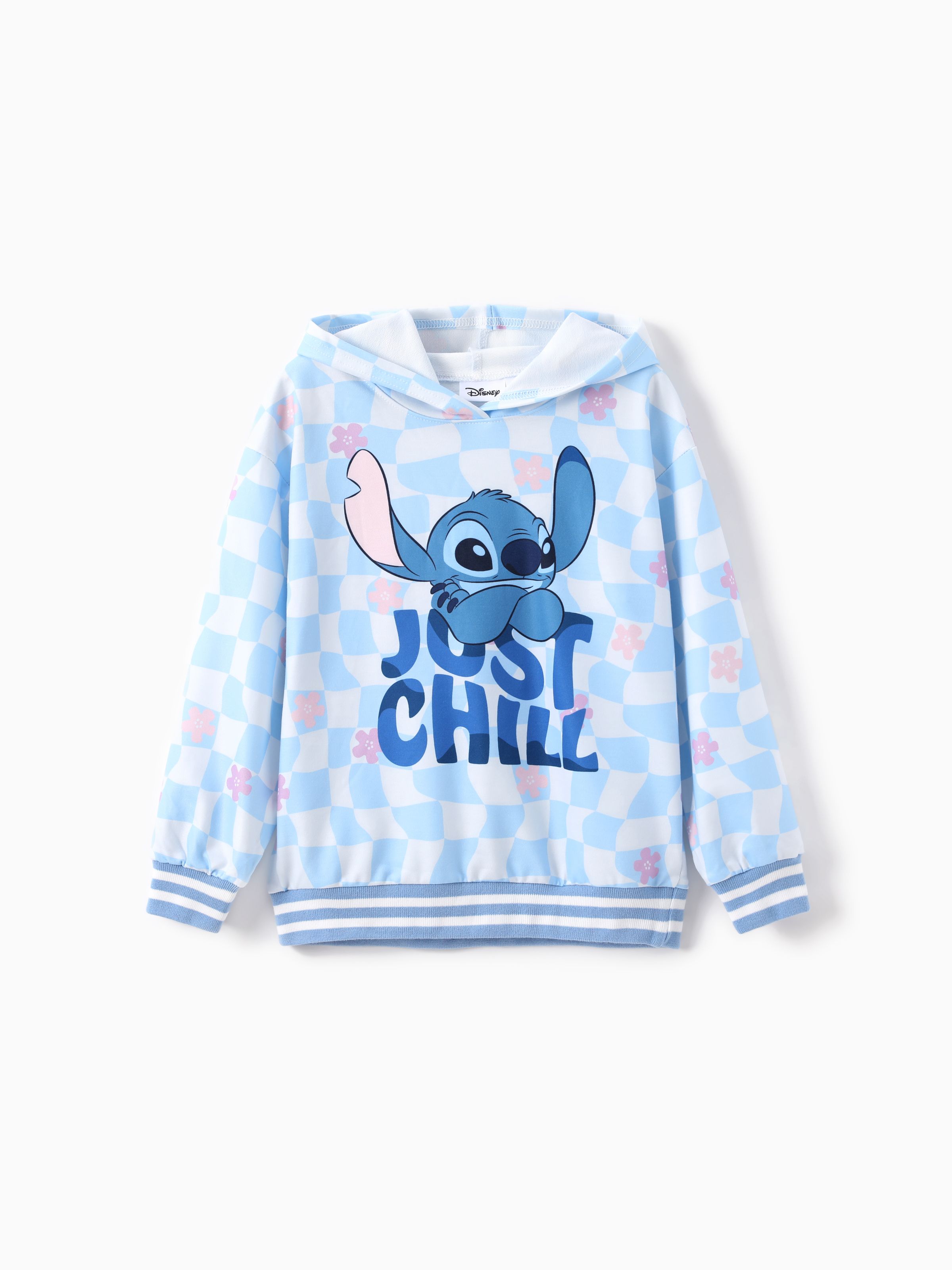 

Disney Stitch Kid Girl 1pc Checkered Floral Hoodies