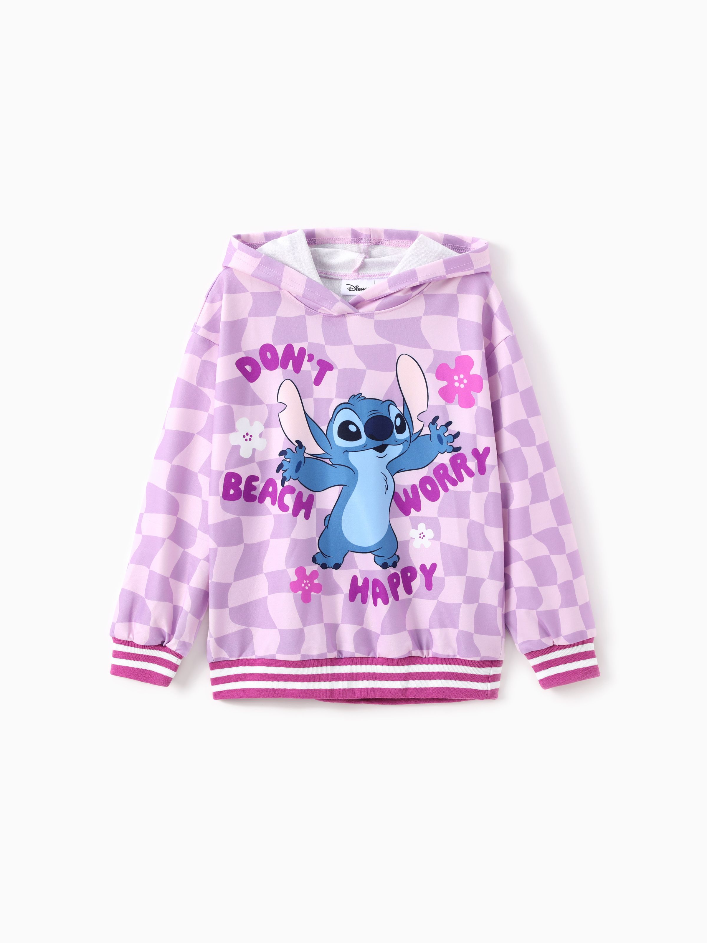 

Disney Stitch Kid Girl 1pc Checkered Floral Hoodies