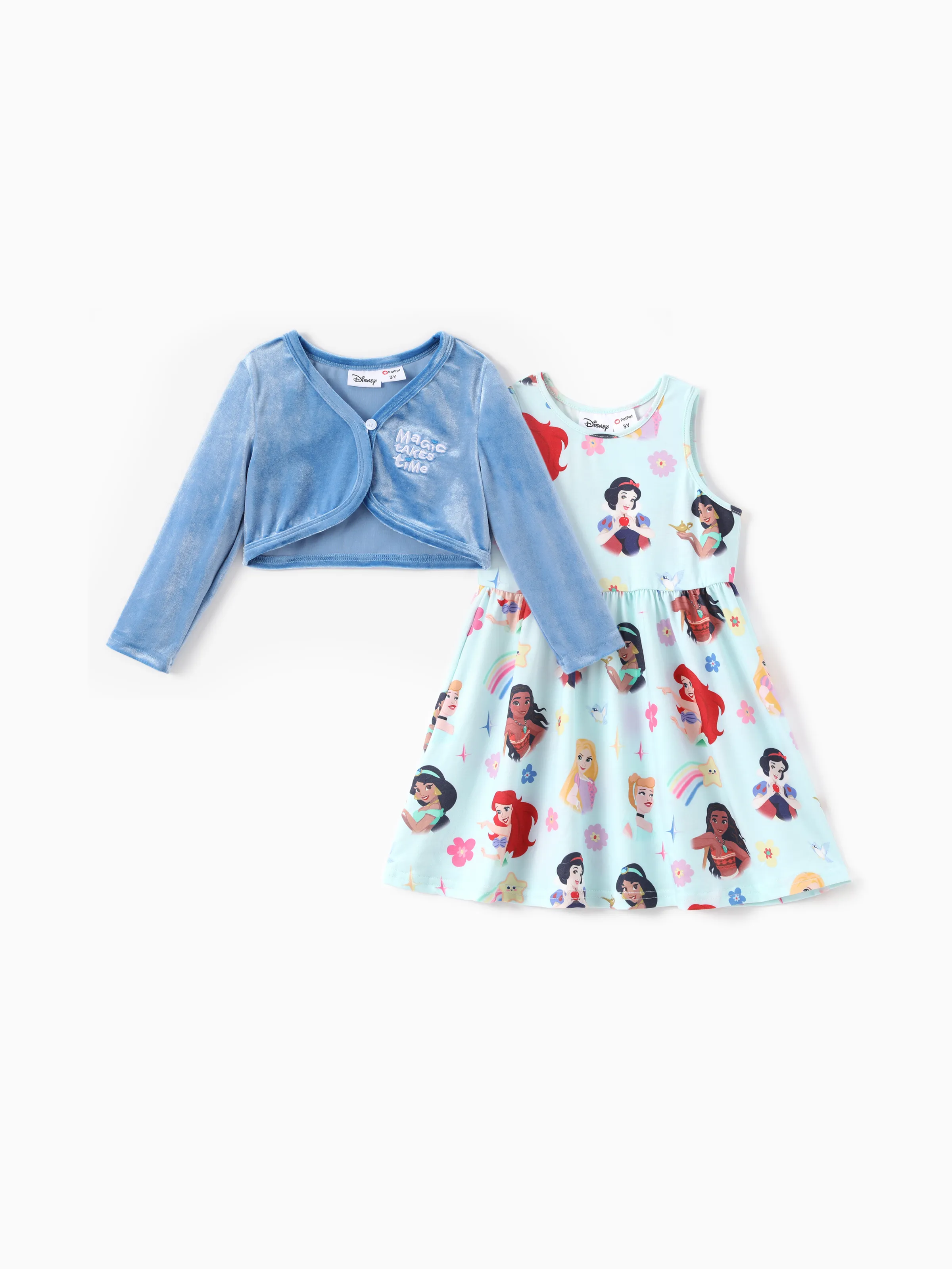 

Disney Princess Toddler Girl 2pcs Velvet Cardigan And Naia™ Snowflake Dress