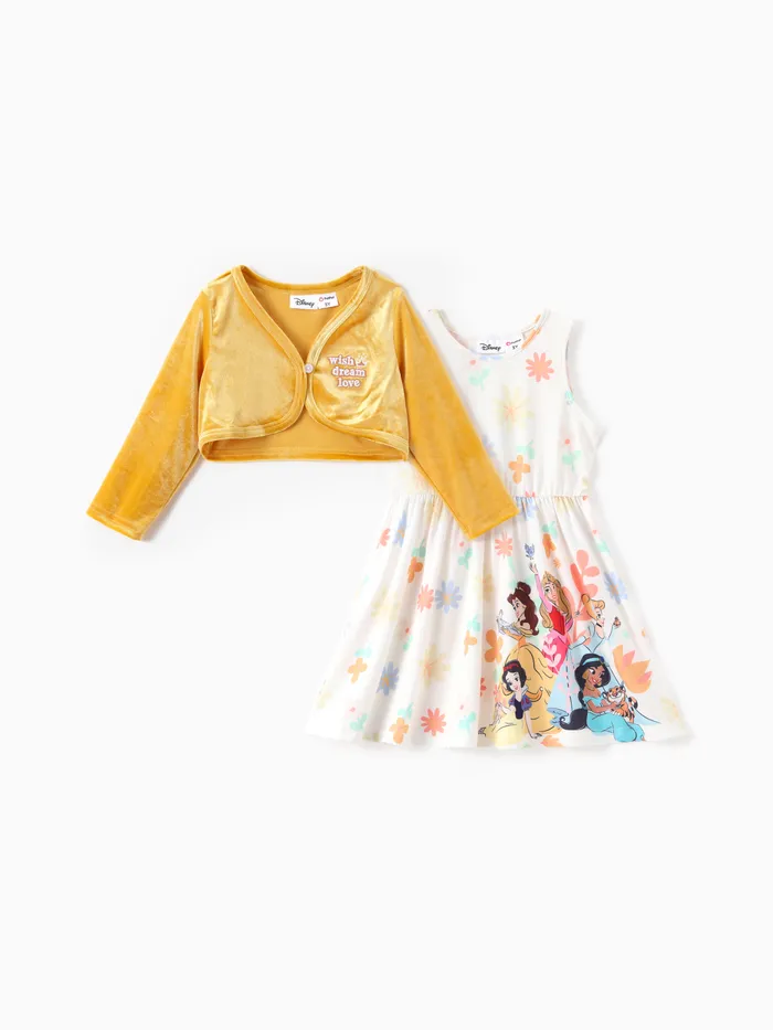 Princesa Disney Niña Pequeña 2pcs Cárdigan De Terciopelo Y Naia™ Vestido De Copo De Nieve 