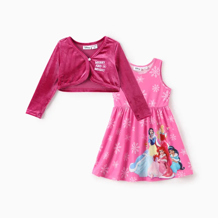 Princesa Disney Niña Pequeña 2pcs Cárdigan De Terciopelo Y Naia™ Vestido De Copo De Nieve 