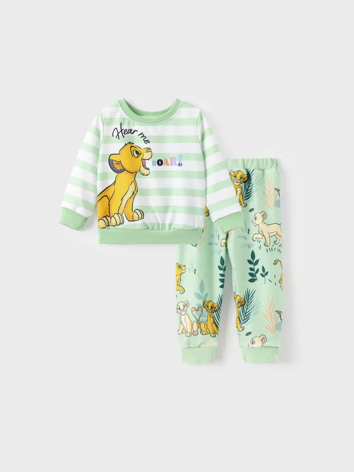 Disney Roi Lion Bébé/Tout-petit Unisexe 2pcs Simba Motif Sweat-shirt Rayé Et Pantalon Ensemble  