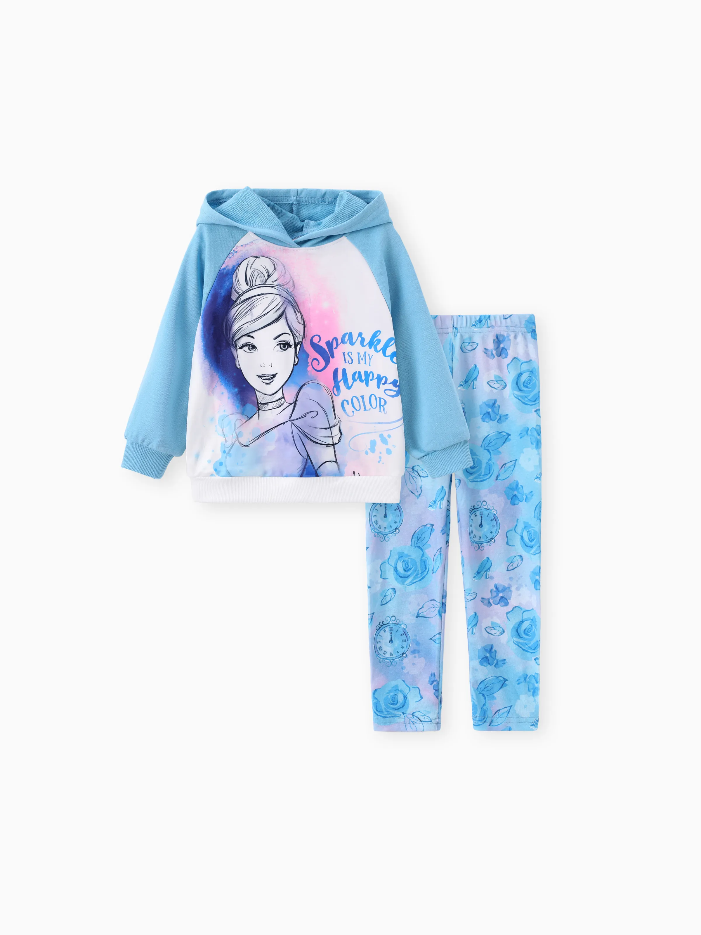 

Disney Princess Toddler Girl 2pcs Rapunzel/Moana Floral Gradient Drop-shoulder Hoodie with Leggings Set