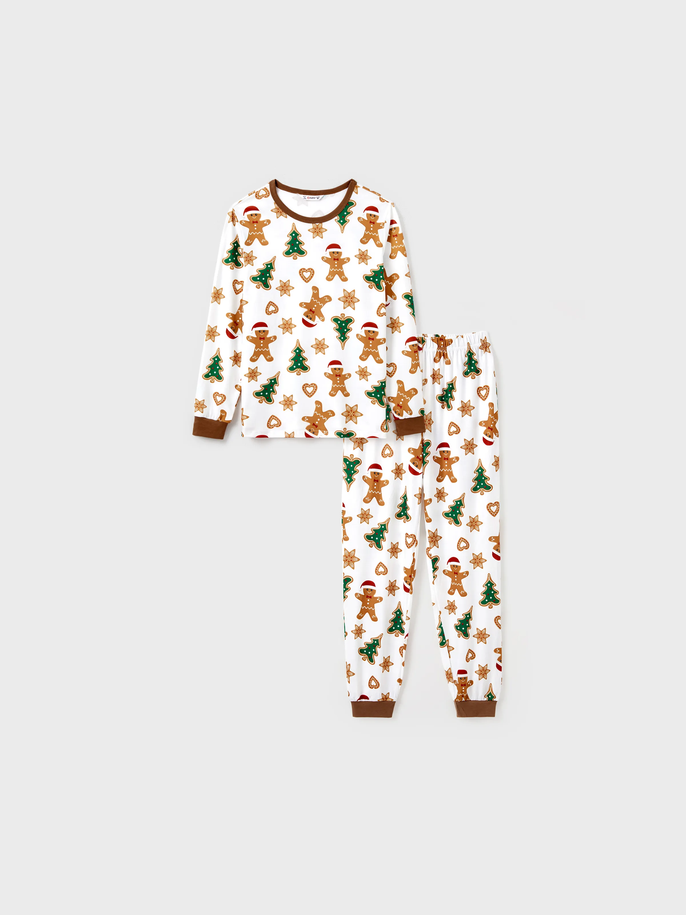 

Christmas Family Matching Cartoon Gingerbread Man and Tree All-over Print Long-sleeve Pajamas Sets